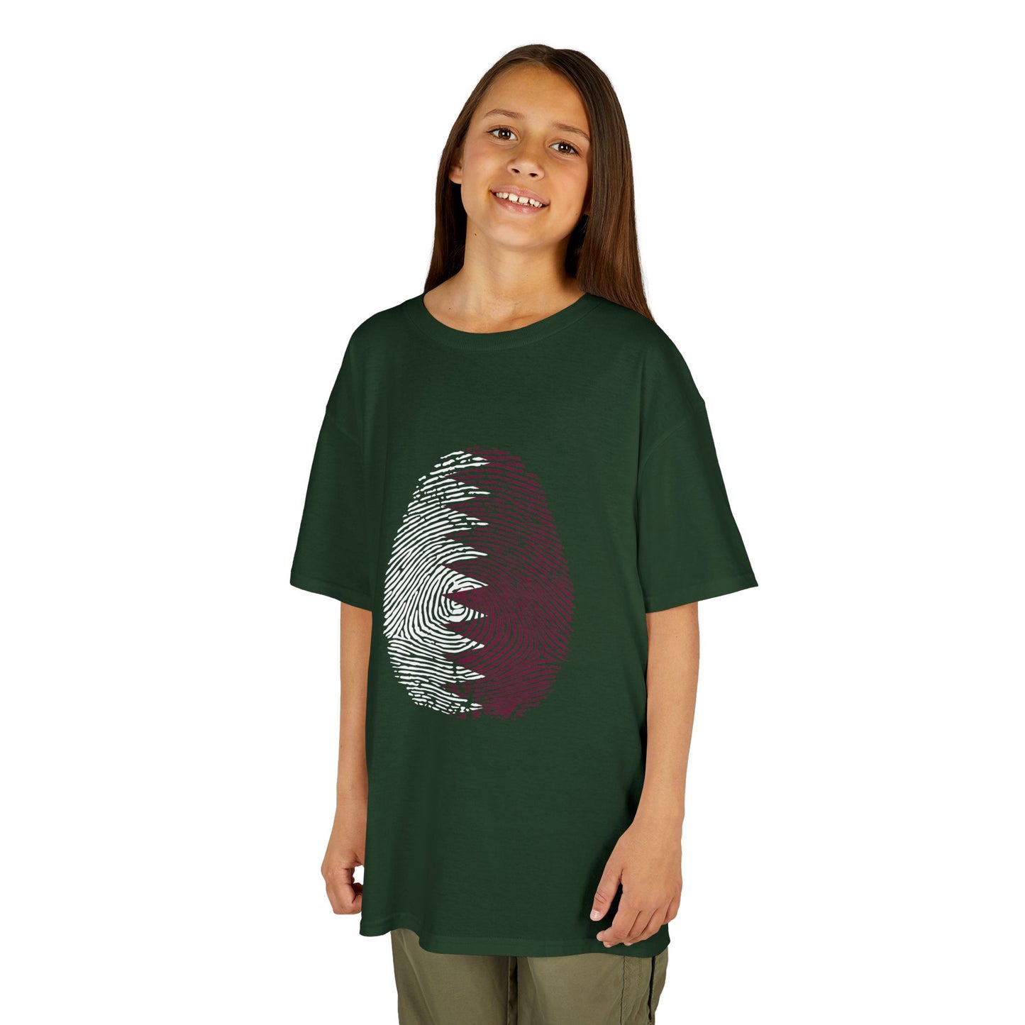 QATAR Fingerprint flag Soccer World Cup Fan T-Shirt (KIDS - UNISEX)