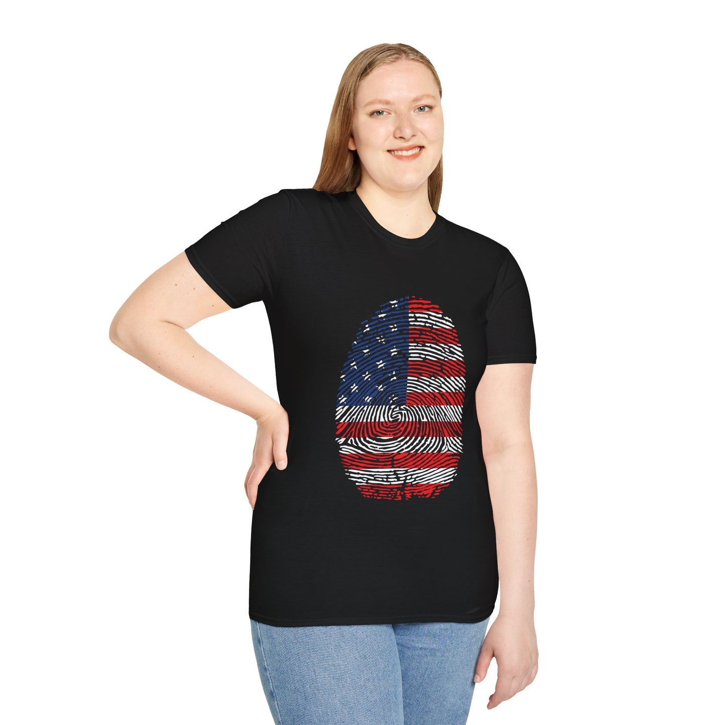 USA Fingerprint flag Soccer World Cup Fan T-Shirt (WOMEN)