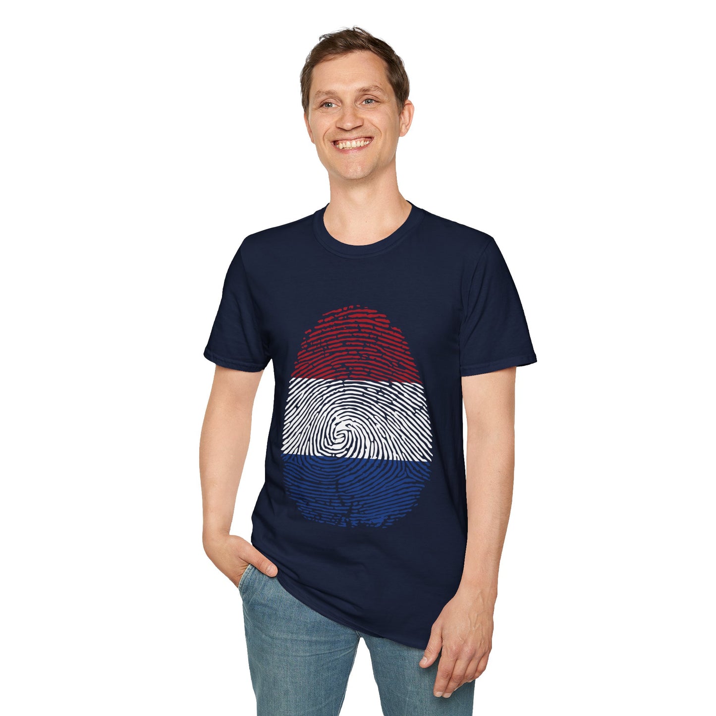 NETHERLAND Fingerprint flag Soccer World Cup Fan T-Shirt (MEN)