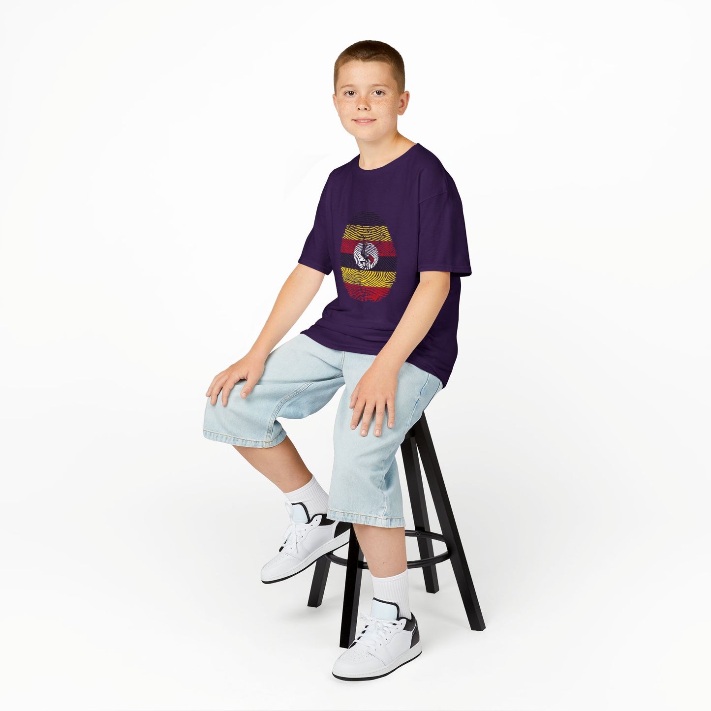 UGANDA Fingerprint flag Soccer World Cup Fan T-Shirt (KIDS - UNISEX)