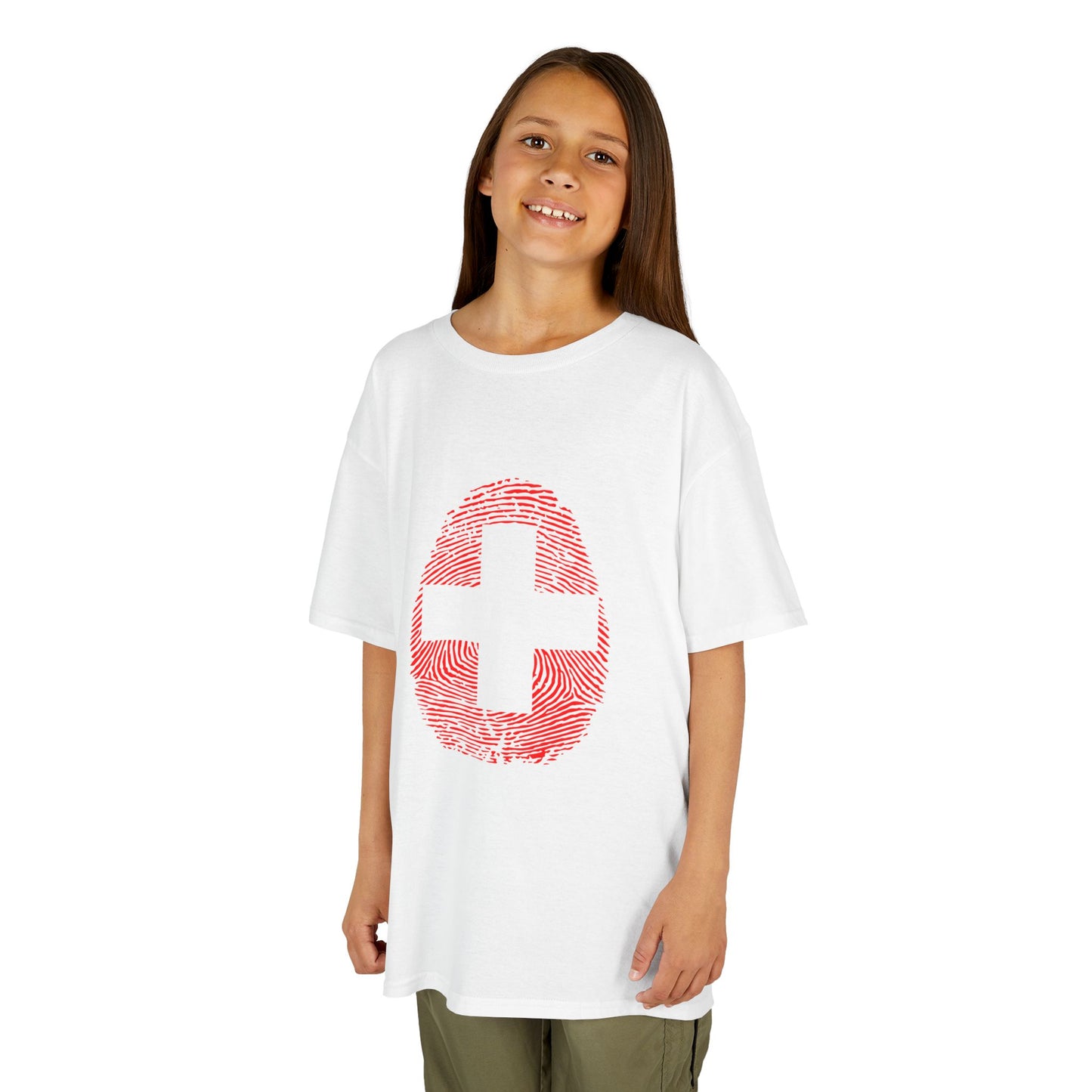 SWITZERLAND Fingerprint flag Soccer World Cup Fan T-Shirt (KIDS - UNISEX)