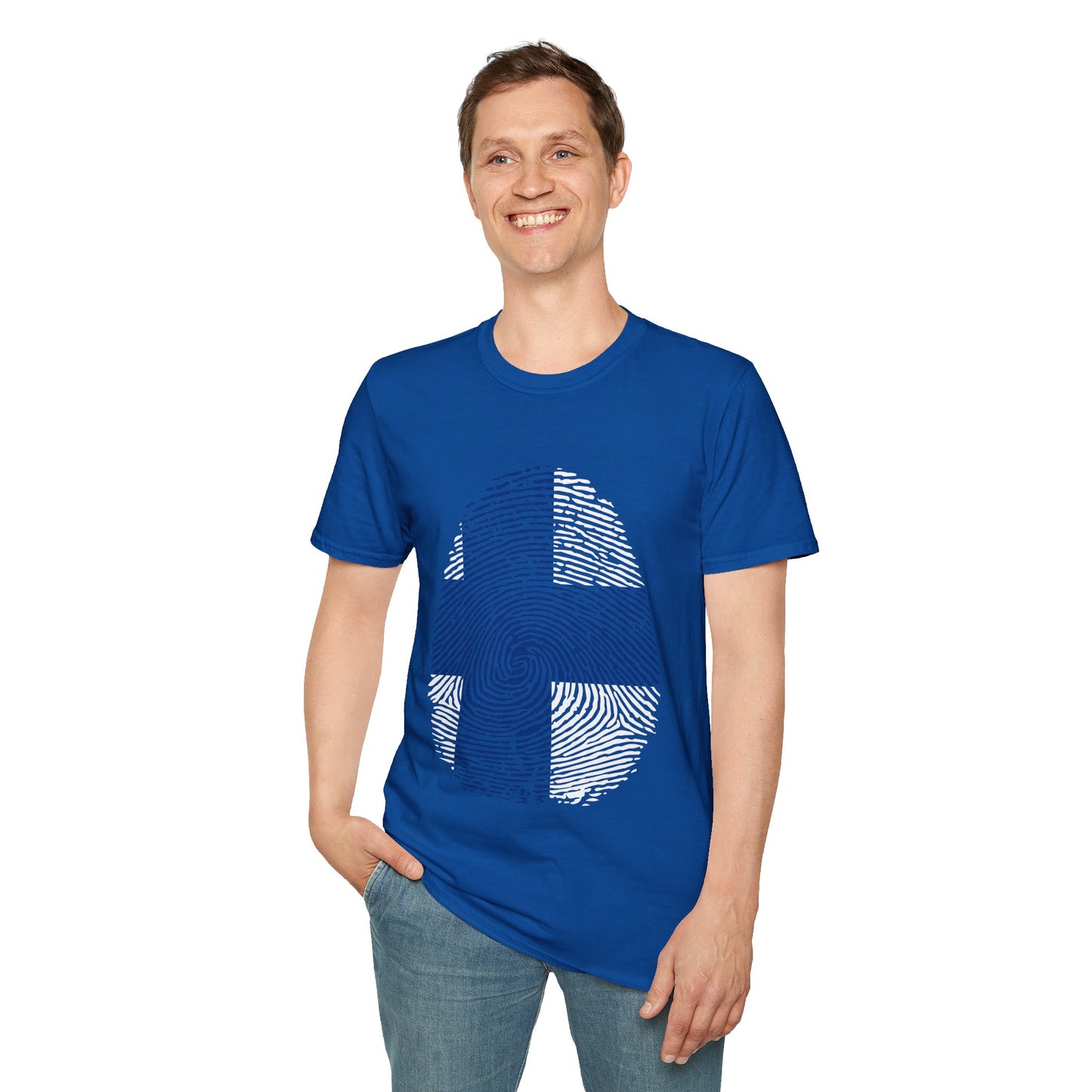 FINLAND Fingerprint flag Soccer World Cup Fan T-Shirt (MEN)