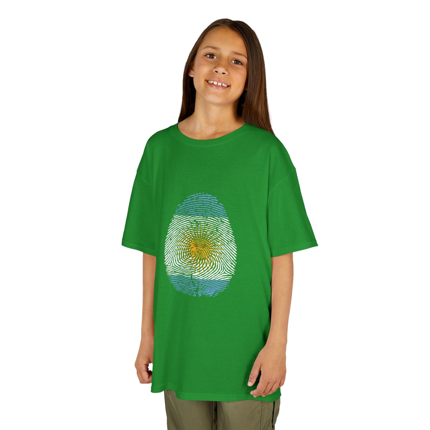 ARGENTINA Fingerprint flag Soccer World Cup Fan T-Shirt (KIDS - UNISEX)