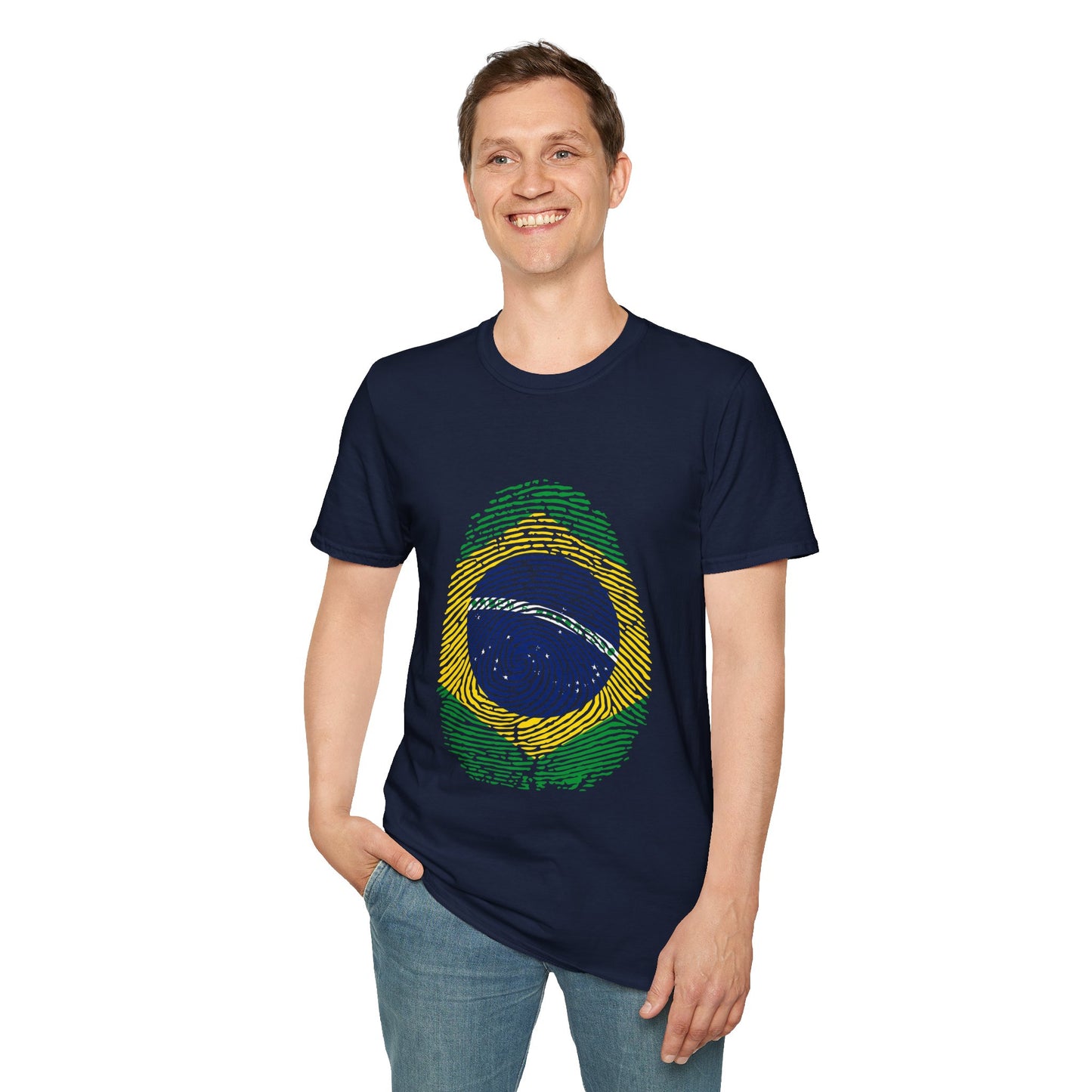 BRAZIL Fingerprint flag Soccer World Cup Fan T-Shirt (MEN)