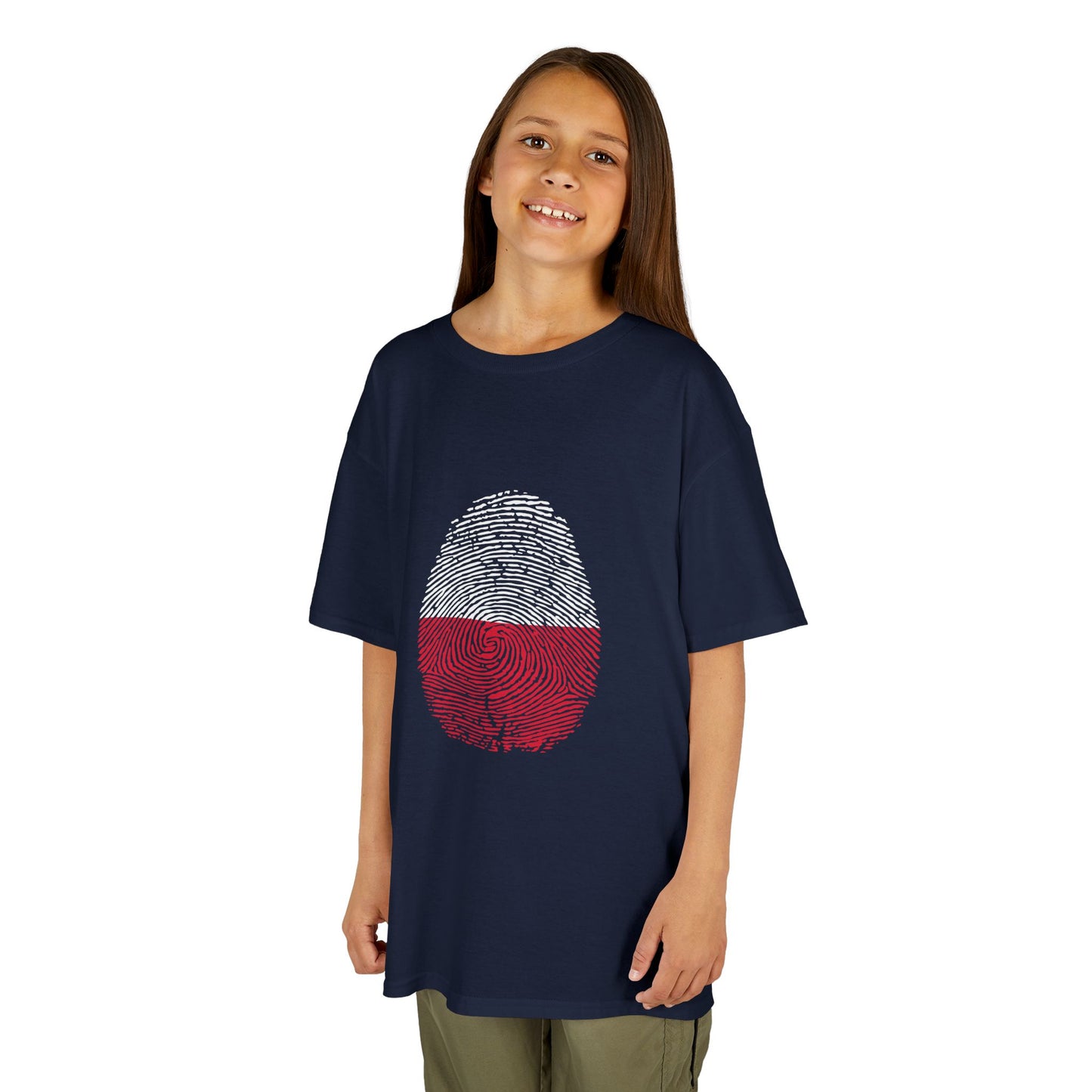 POLAND Fingerprint flag Soccer World Cup Fan T-Shirt (KIDS - UNISEX)