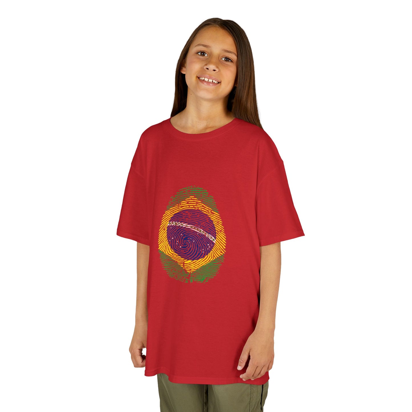 BRAZIL Fingerprint flag Soccer World Cup Fan T-Shirt (KIDS - UNISEX)