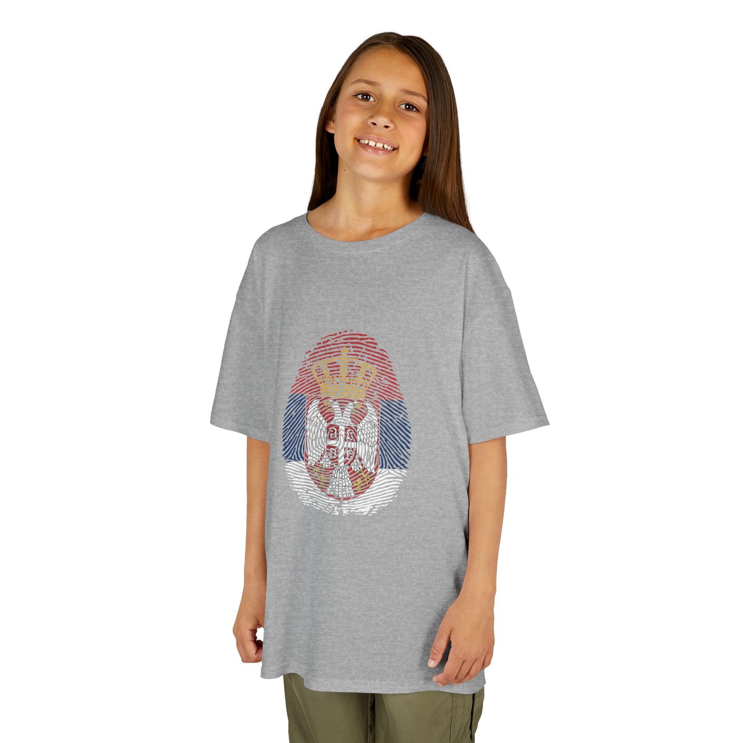 SERBIA Fingerprint flag Soccer World Cup Fan T-Shirt (KIDS - UNISEX)