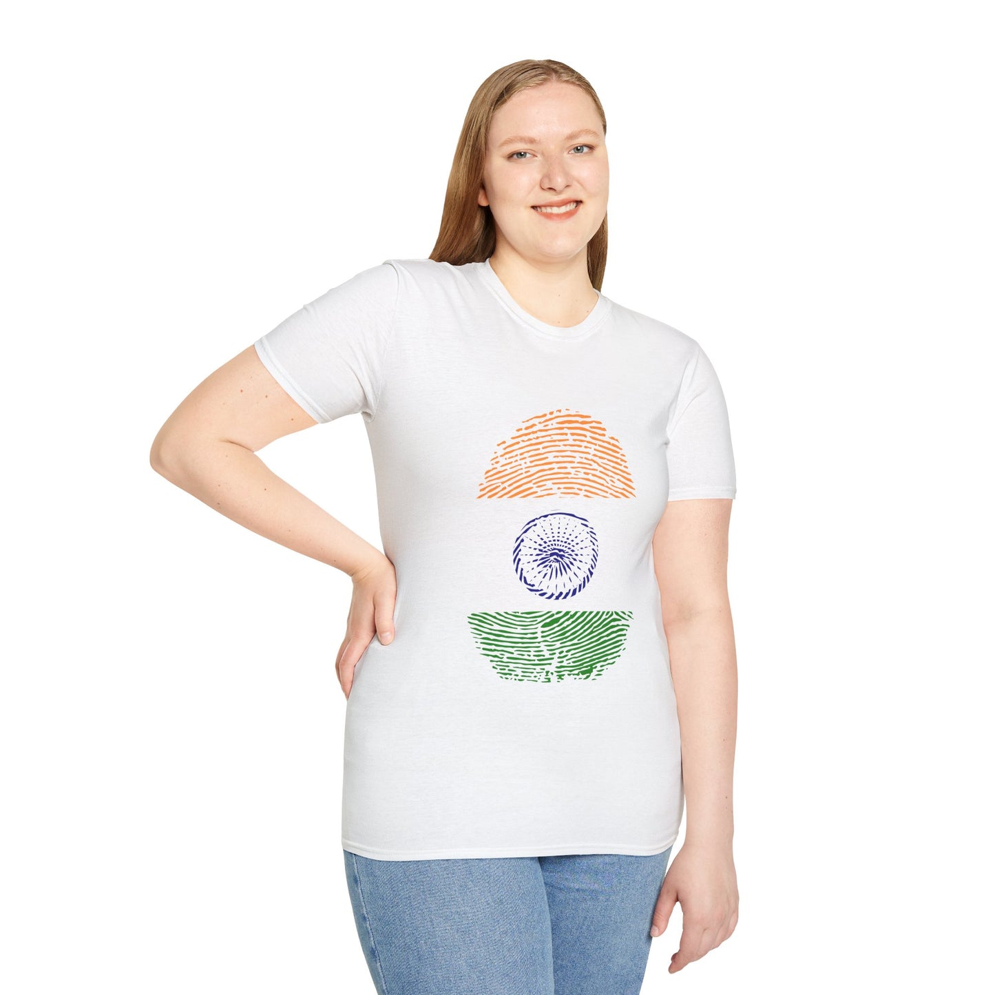 INDIA Fingerprint flag Soccer World Cup Fan T-Shirt (WOMEN)