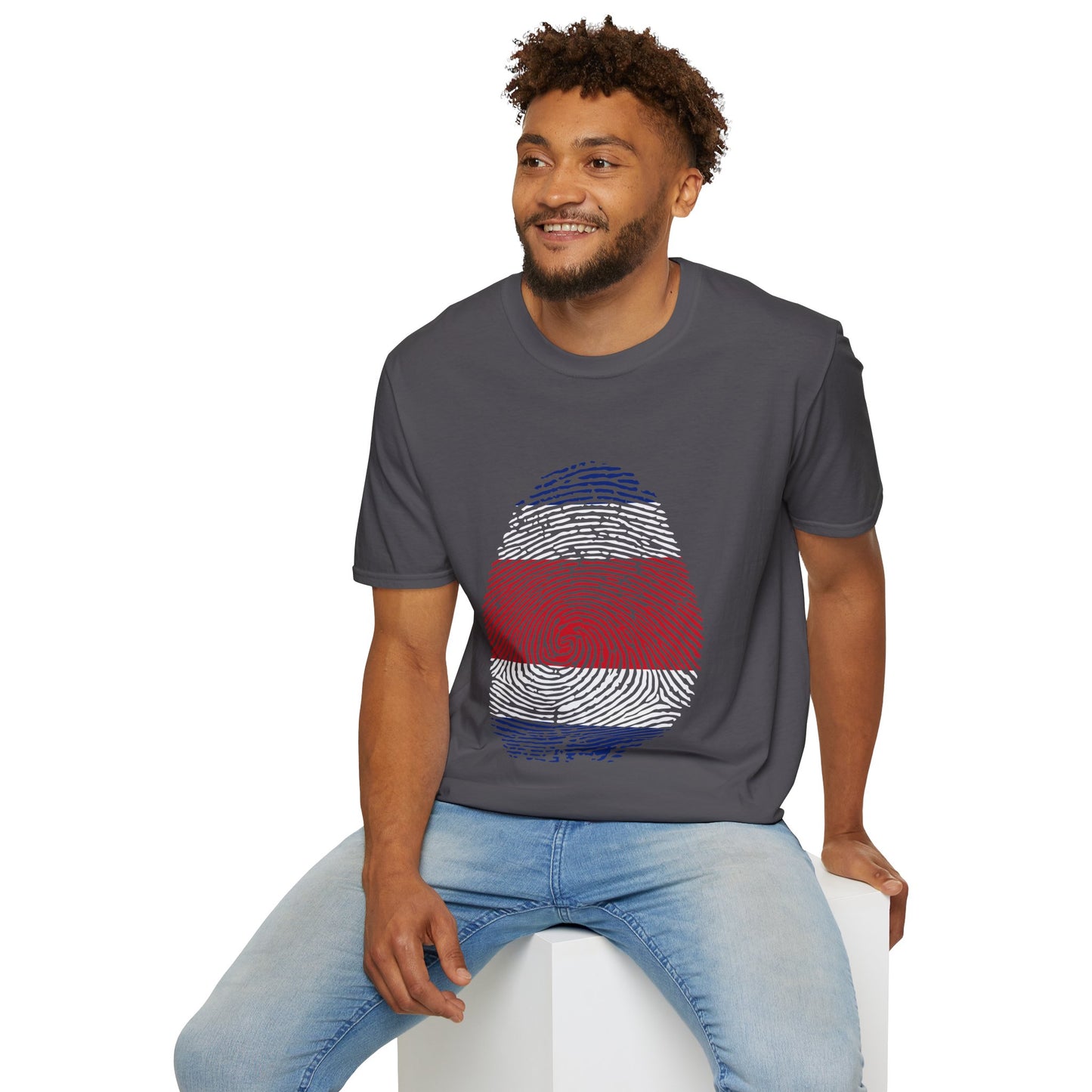 COSTA RICA Fingerprint flag Soccer World Cup Fan T-Shirt (MEN)