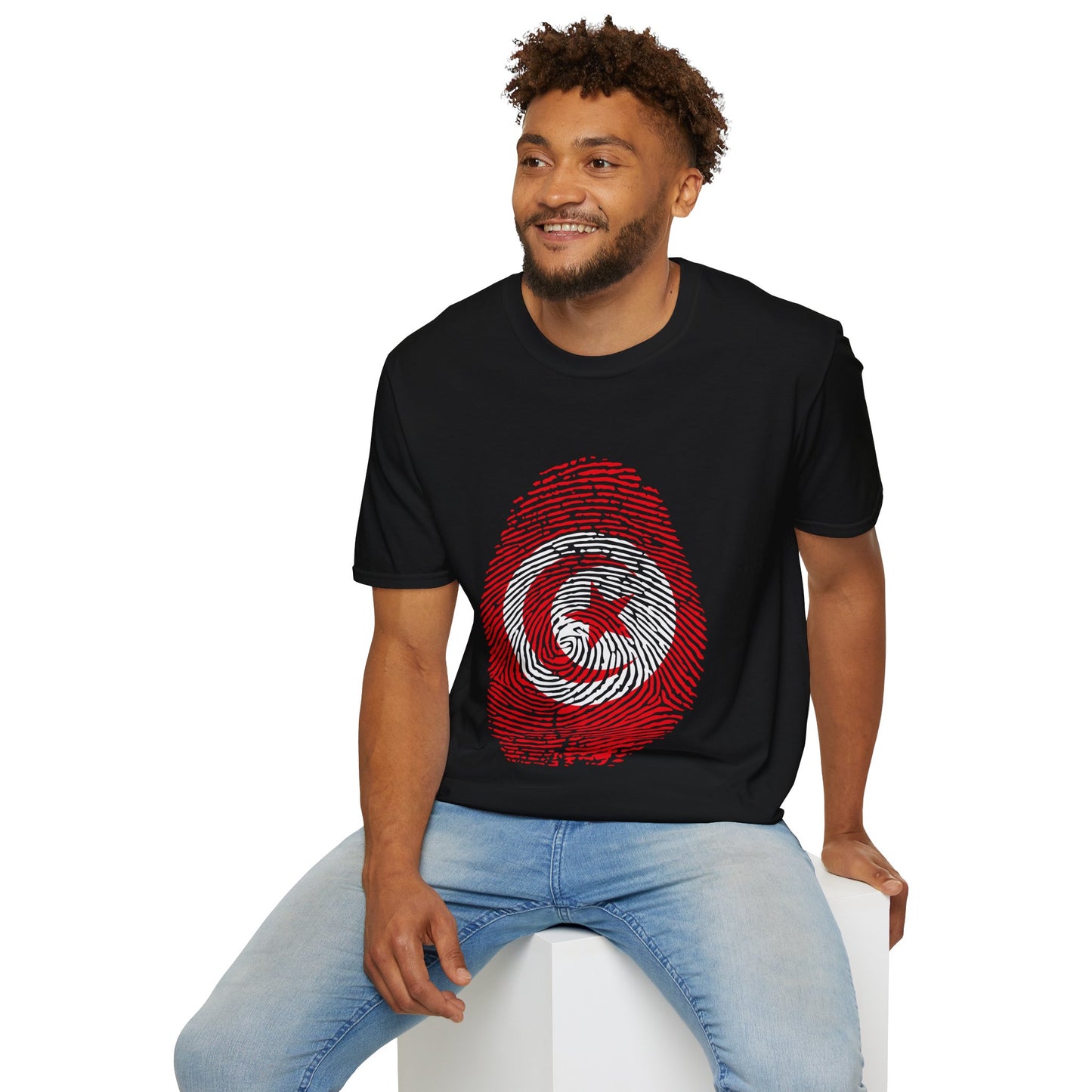 TUNISIA Fingerprint flag Soccer World Cup Fan T-Shirt (MEN)
