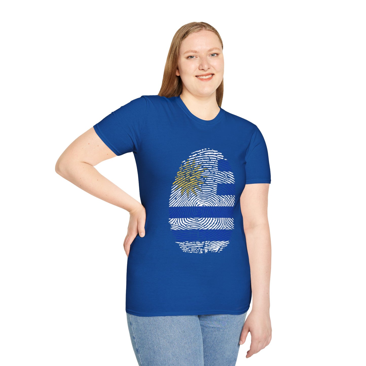URUGUAY Fingerprint flag Soccer World Cup Fan T-Shirt (WOMEN)