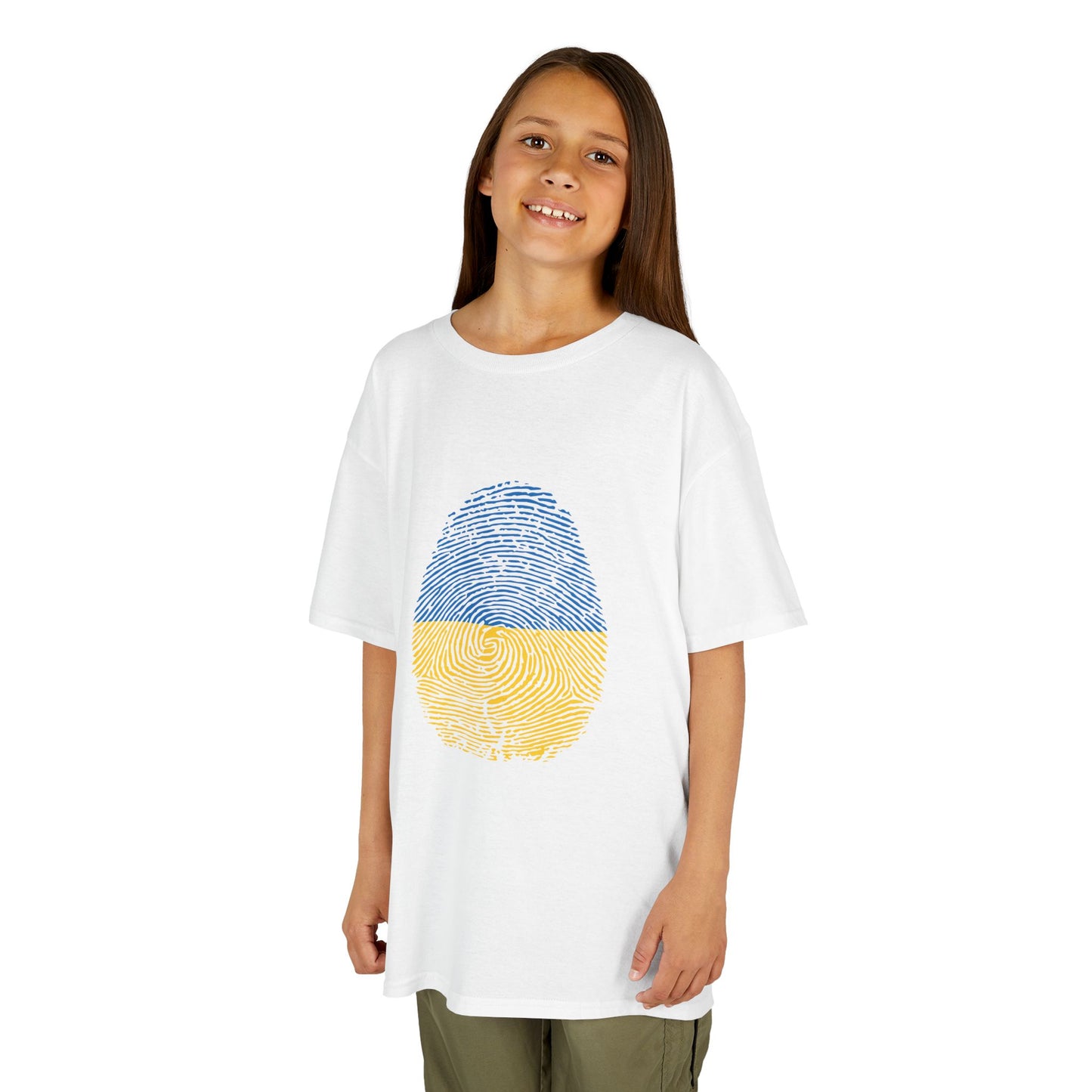UKRAINE Fingerprint flag Soccer World Cup Fan T-Shirt (KIDS - UNISEX)