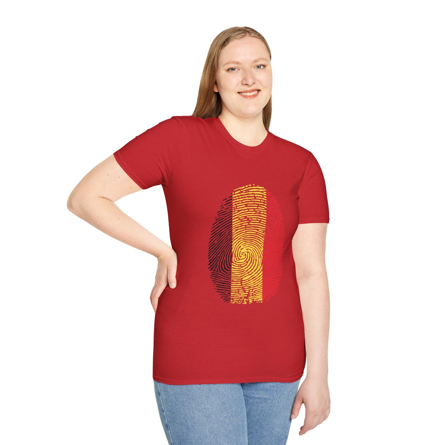 BELGIUM Fingerprint flag Soccer World Cup Fan T-Shirt (WOMEN)