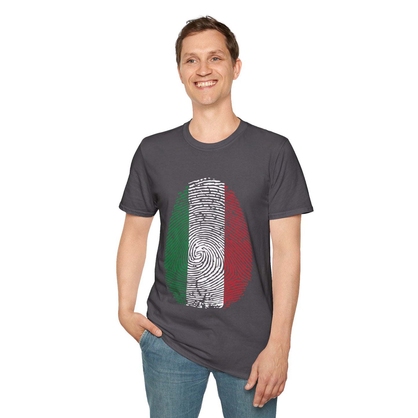 ITALY Fingerprint flag Soccer World Cup Fan T-Shirt (MEN)