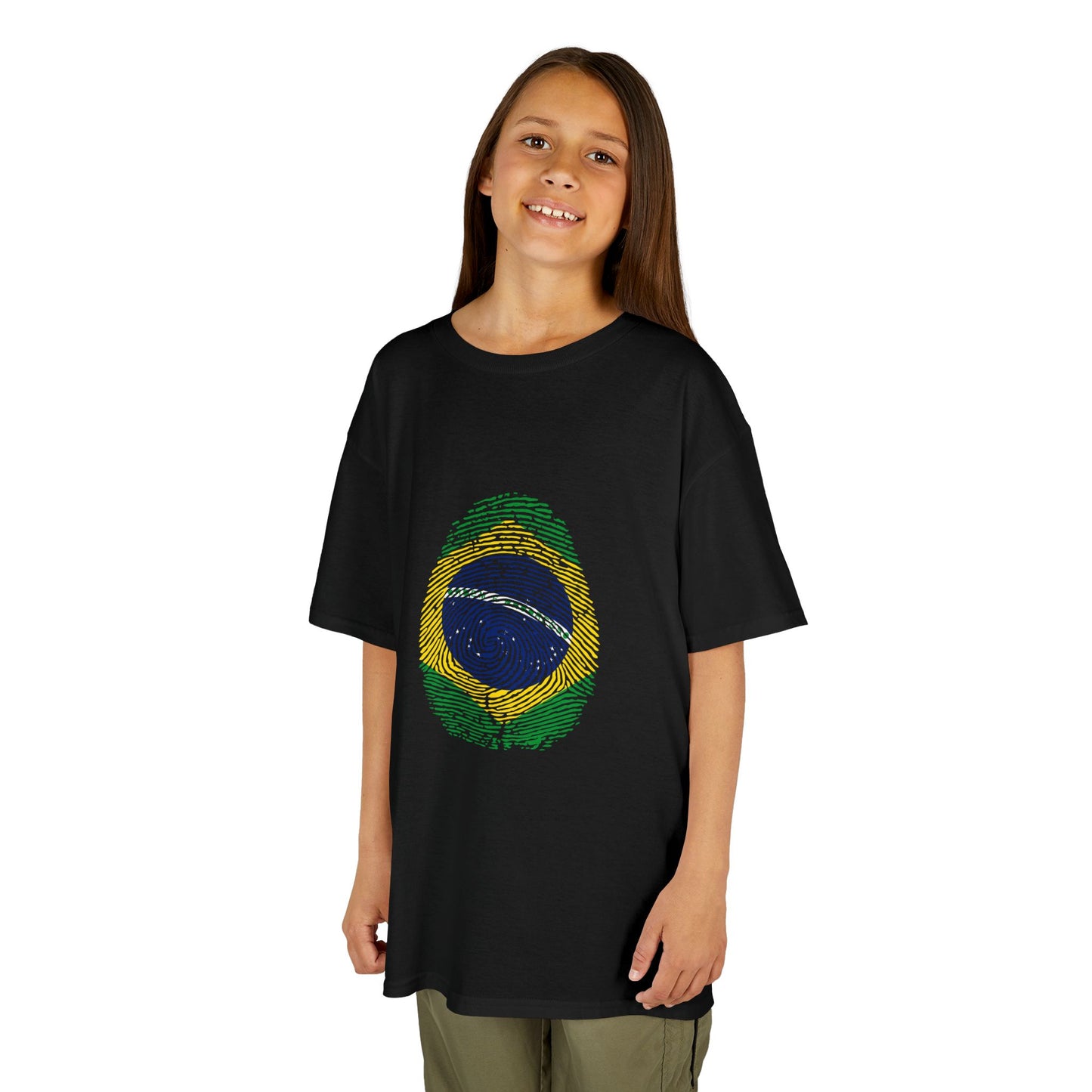 BRAZIL Fingerprint flag Soccer World Cup Fan T-Shirt (KIDS - UNISEX)