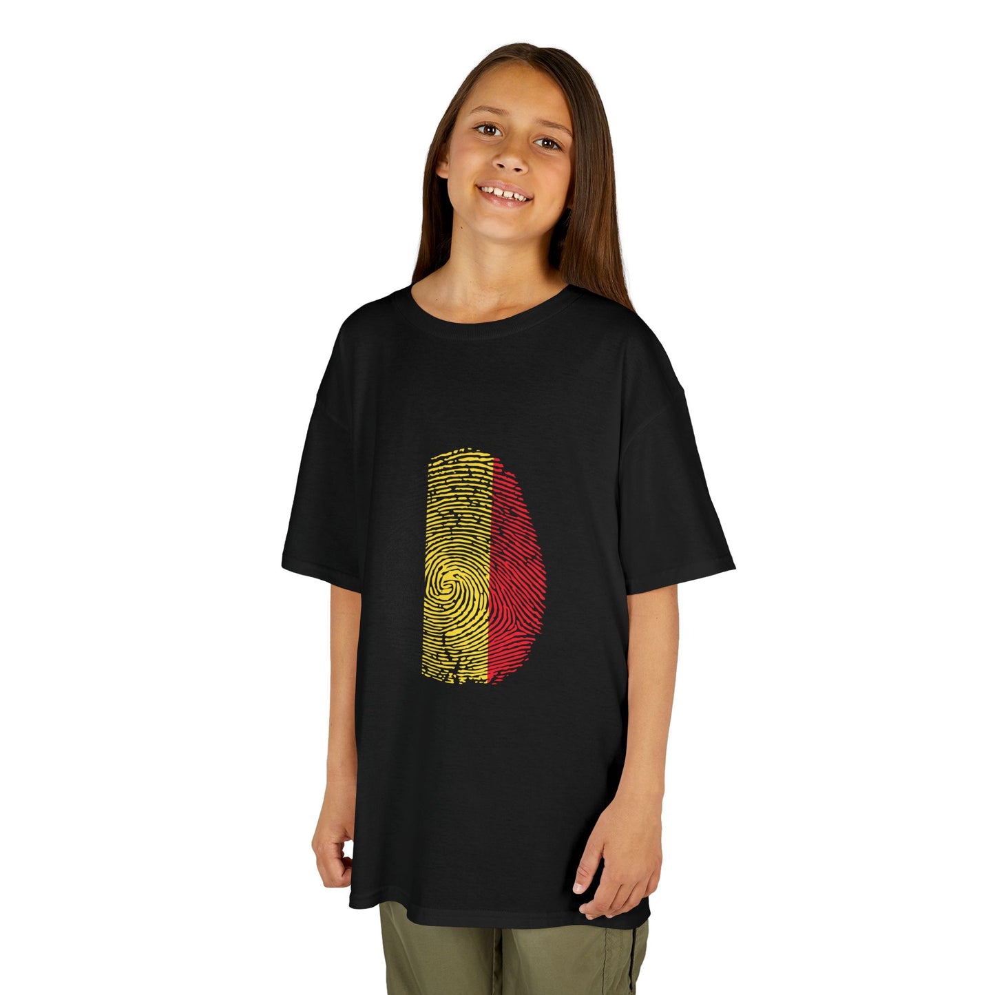 BELGIUM Fingerprint flag Soccer World Cup Fan T-Shirt (KIDS - UNISEX)