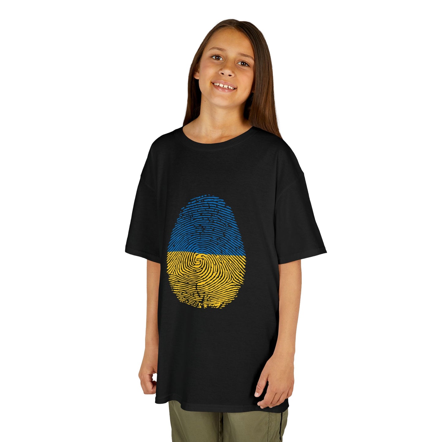 UKRAINE Fingerprint flag Soccer World Cup Fan T-Shirt (KIDS - UNISEX)