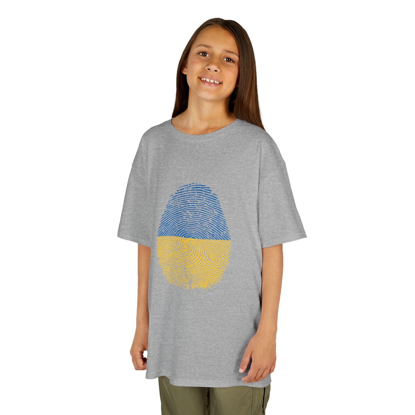 UKRAINE Fingerprint flag Soccer World Cup Fan T-Shirt (KIDS - UNISEX)