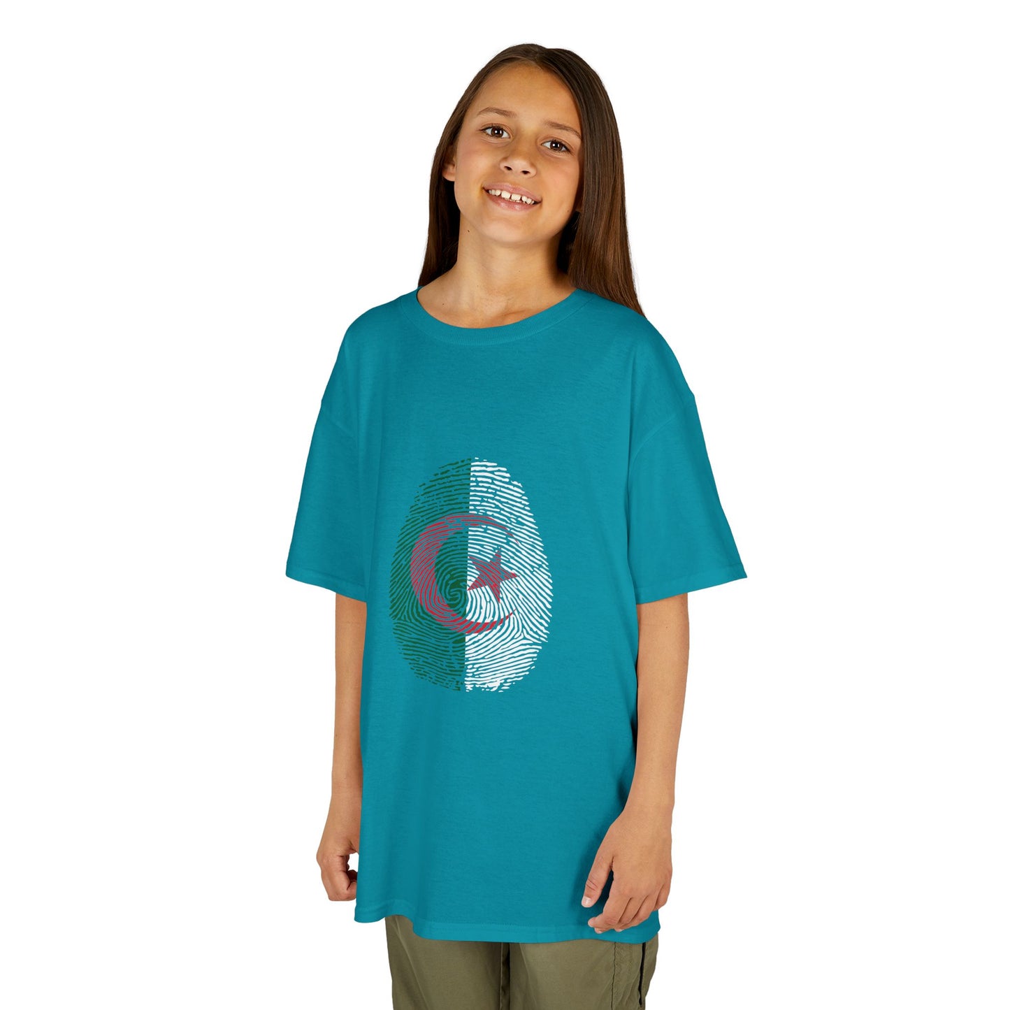 ALGERIA Fingerprint flag Soccer World Cup Fan T-Shirt (KIDS - UNISEX)