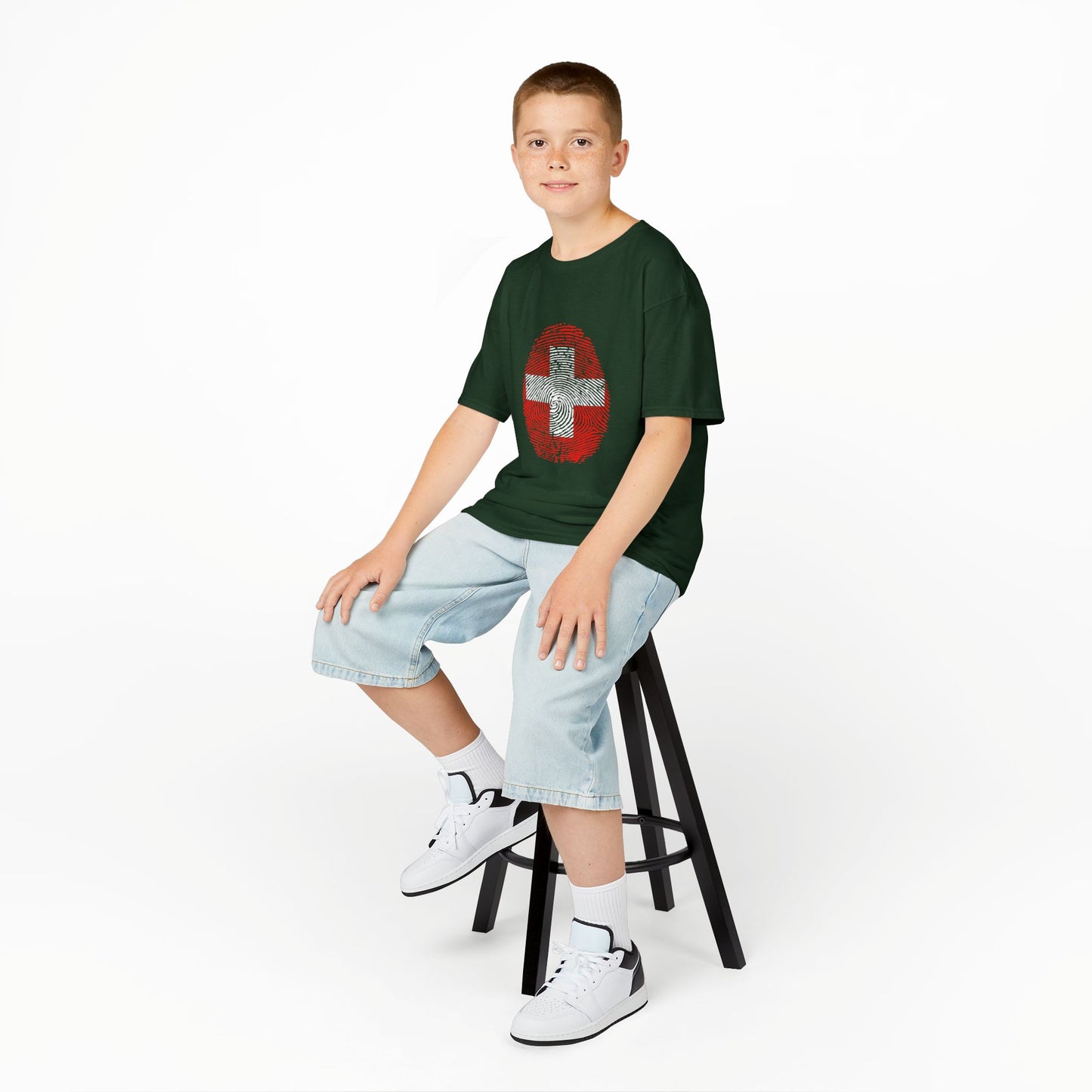 SWITZERLAND Fingerprint flag Soccer World Cup Fan T-Shirt (KIDS - UNISEX)