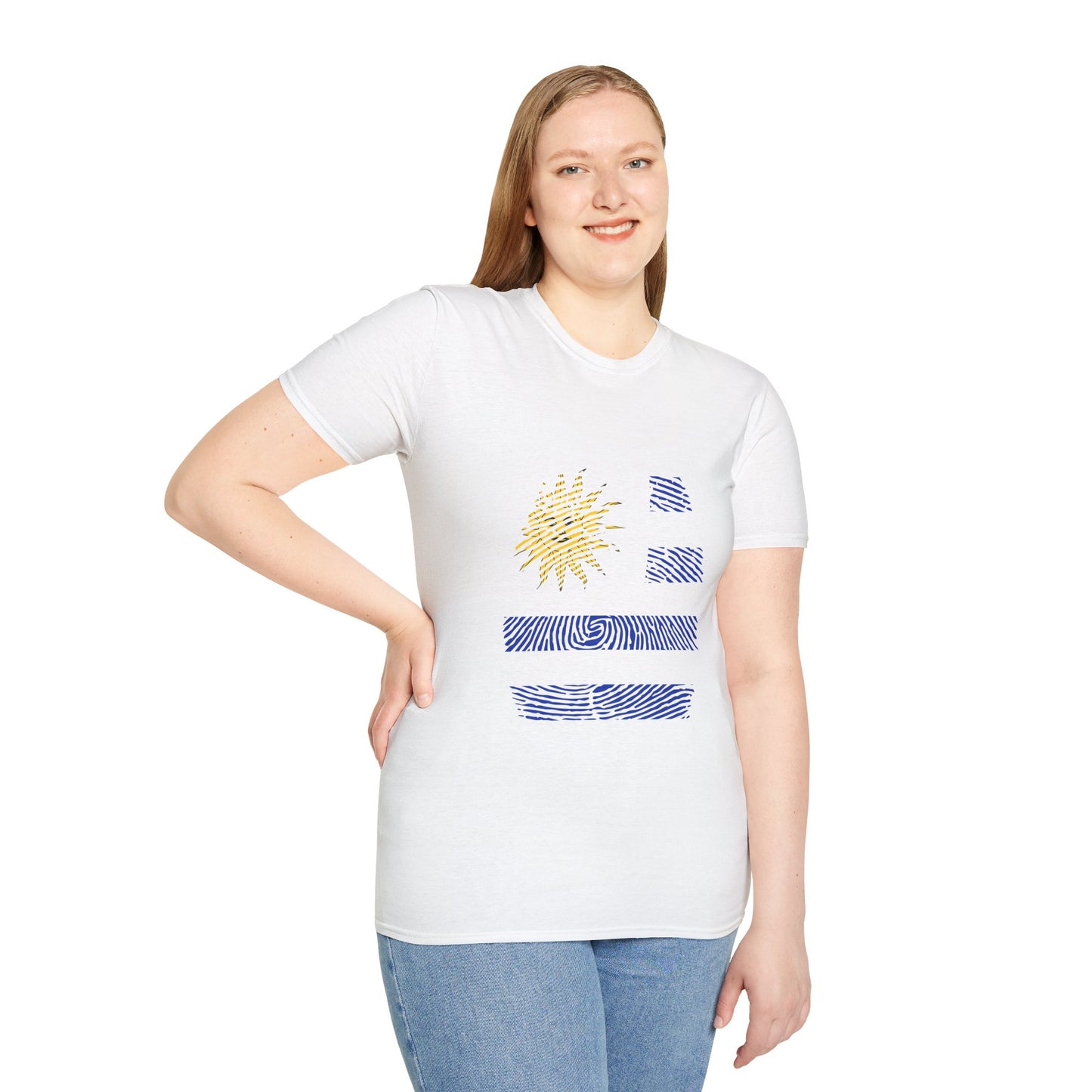 URUGUAY Fingerprint flag Soccer World Cup Fan T-Shirt (WOMEN)