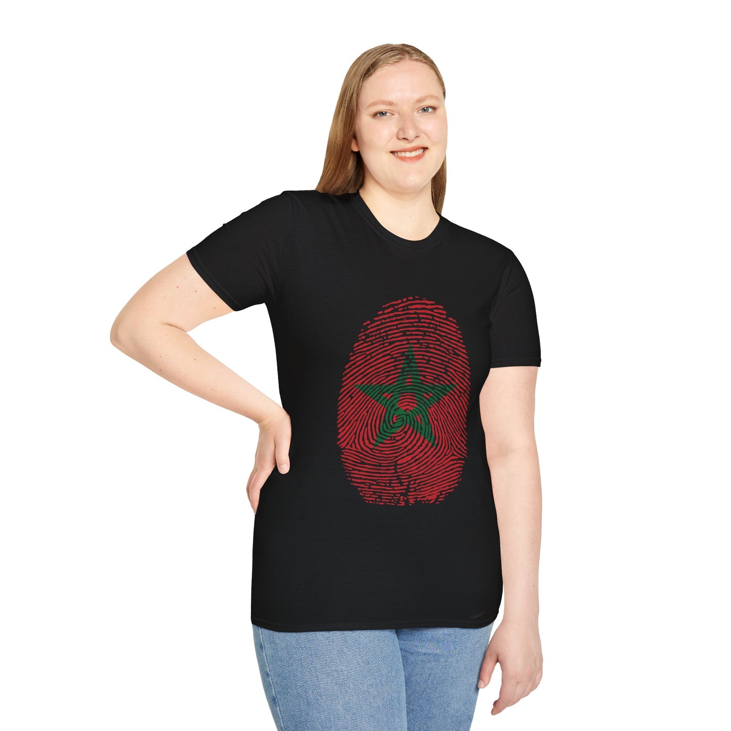 MOROCCO Fingerprint flag Soccer World Cup Fan T-Shirt (WOMEN)