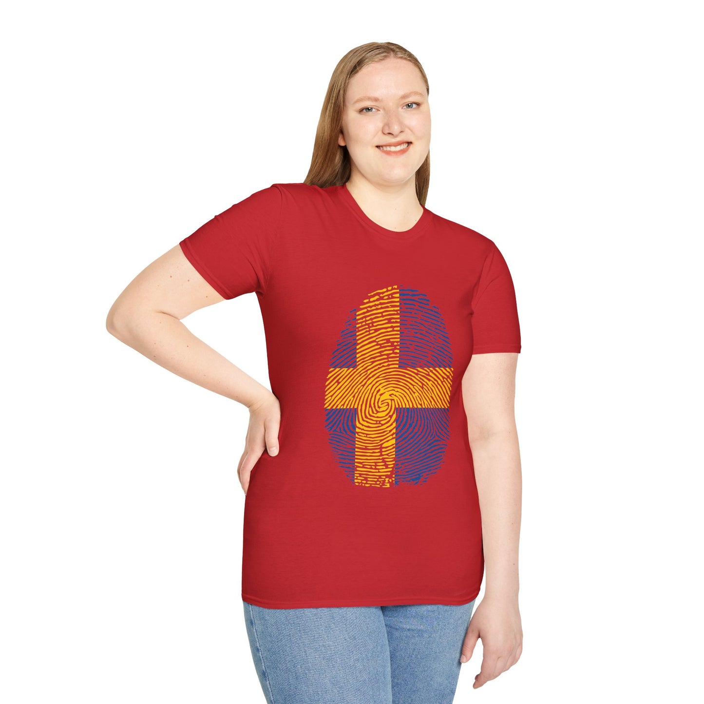 SWEDEN Fingerprint flag Soccer World Cup Fan T-Shirt (WOMEN)