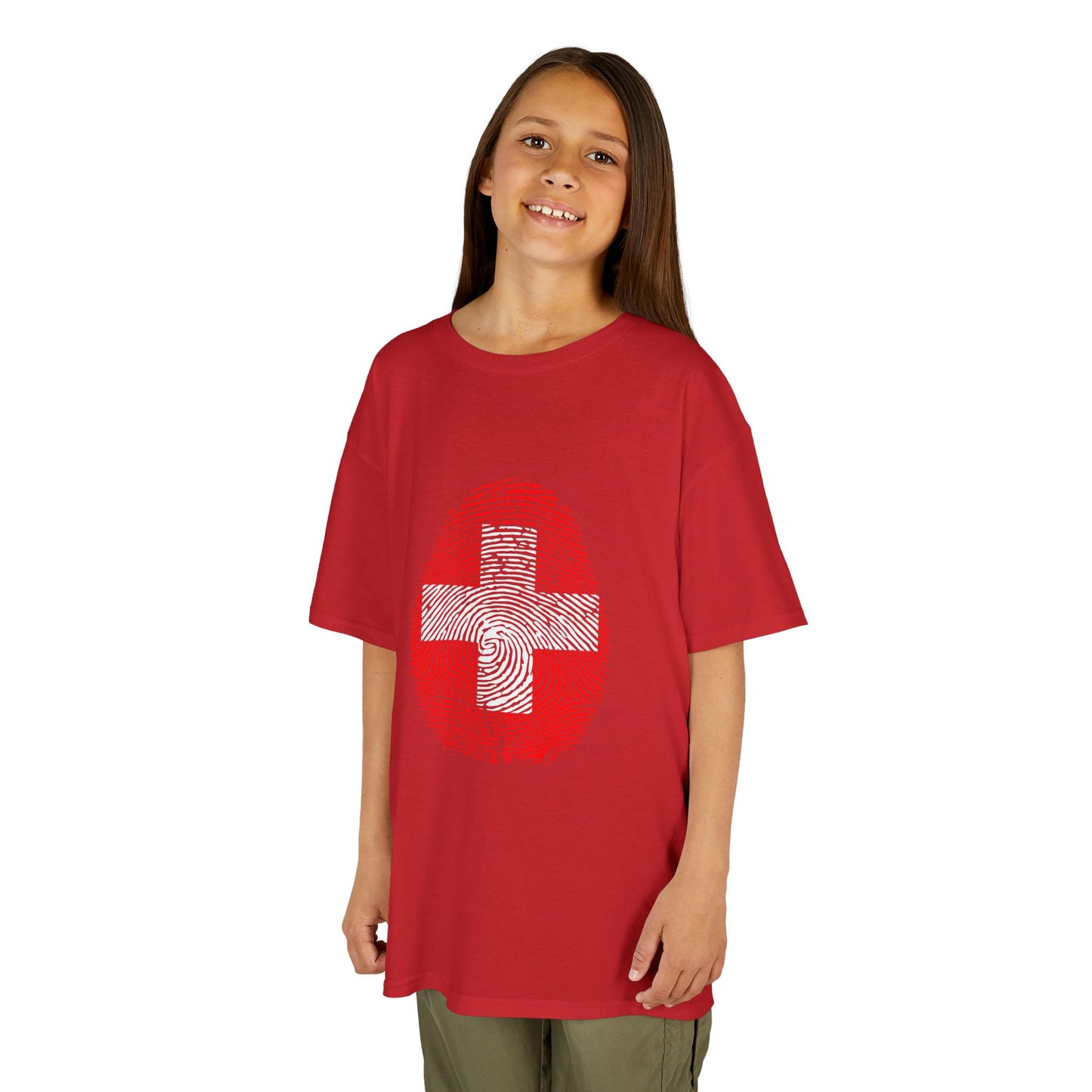 SWITZERLAND Fingerprint flag Soccer World Cup Fan T-Shirt (KIDS - UNISEX)