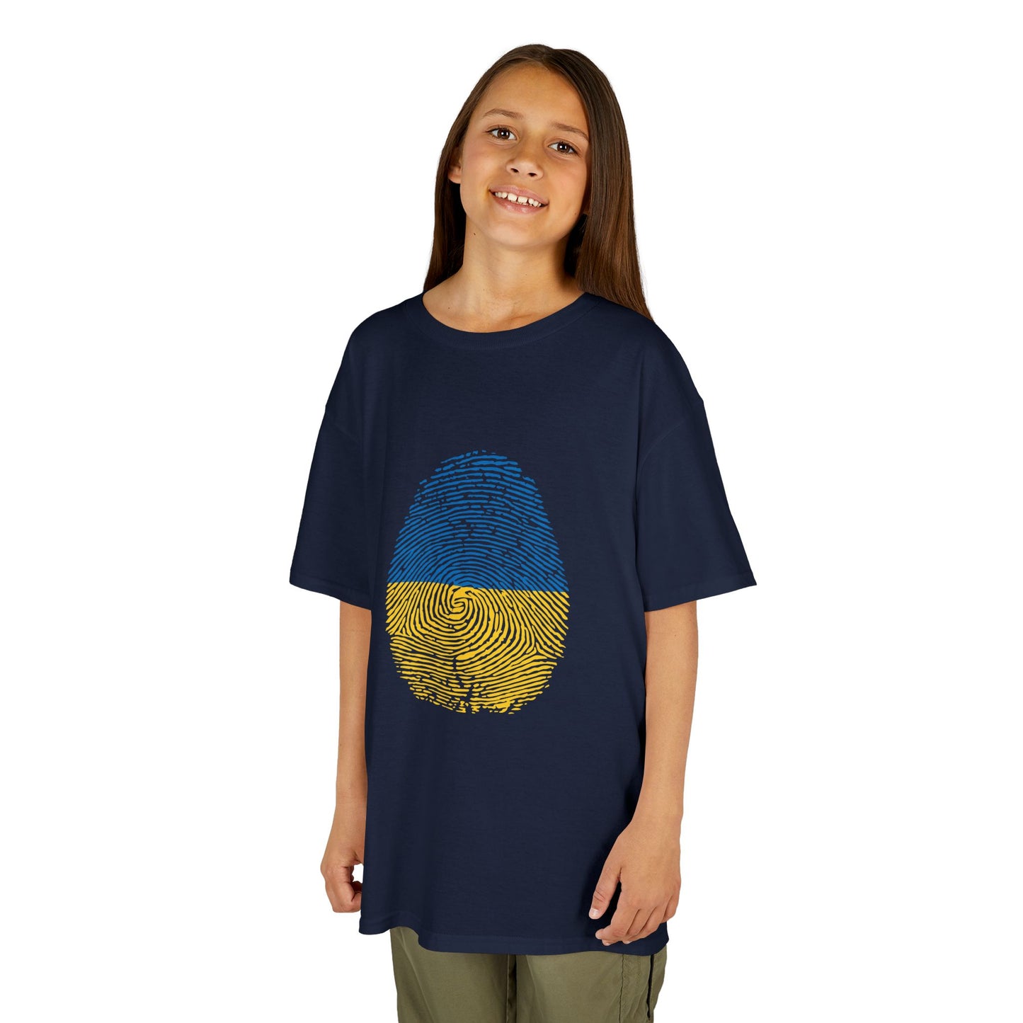 UKRAINE Fingerprint flag Soccer World Cup Fan T-Shirt (KIDS - UNISEX)