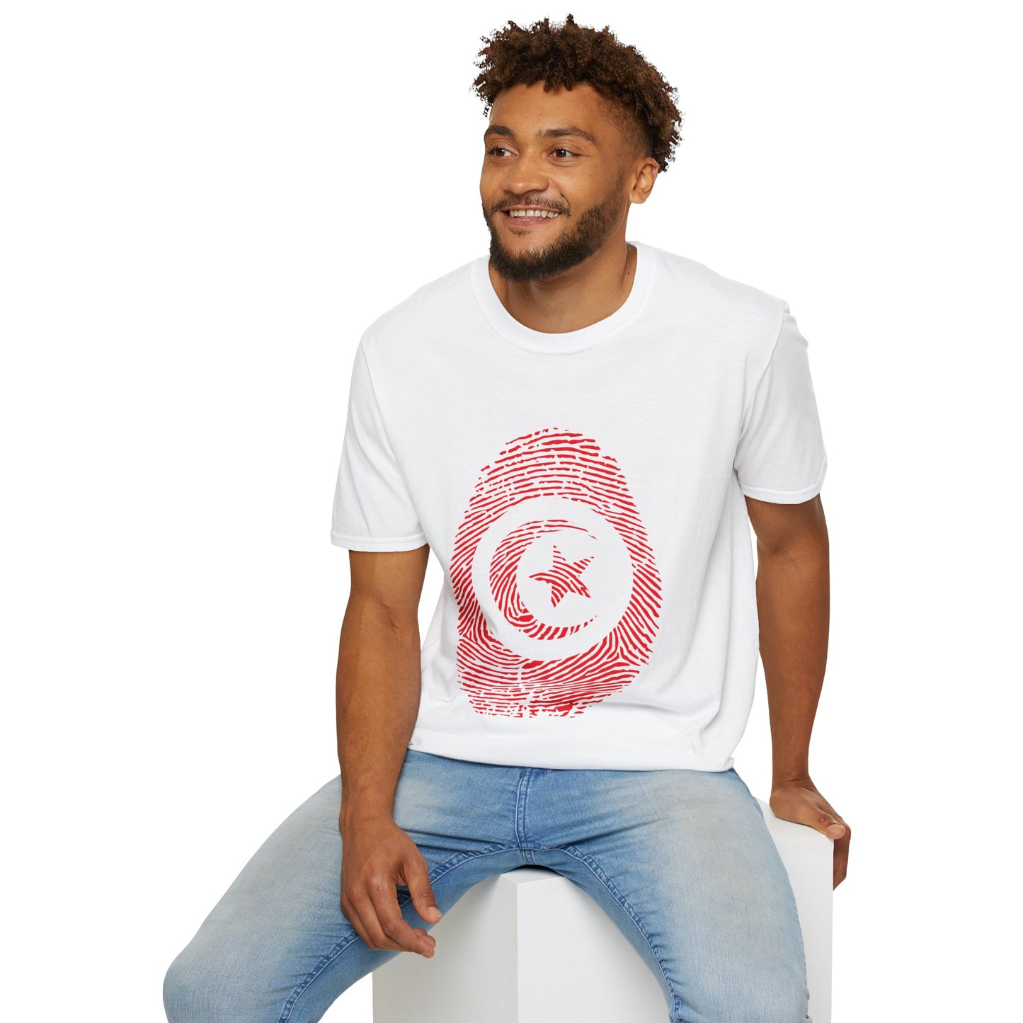TUNISIA Fingerprint flag Soccer World Cup Fan T-Shirt (MEN)