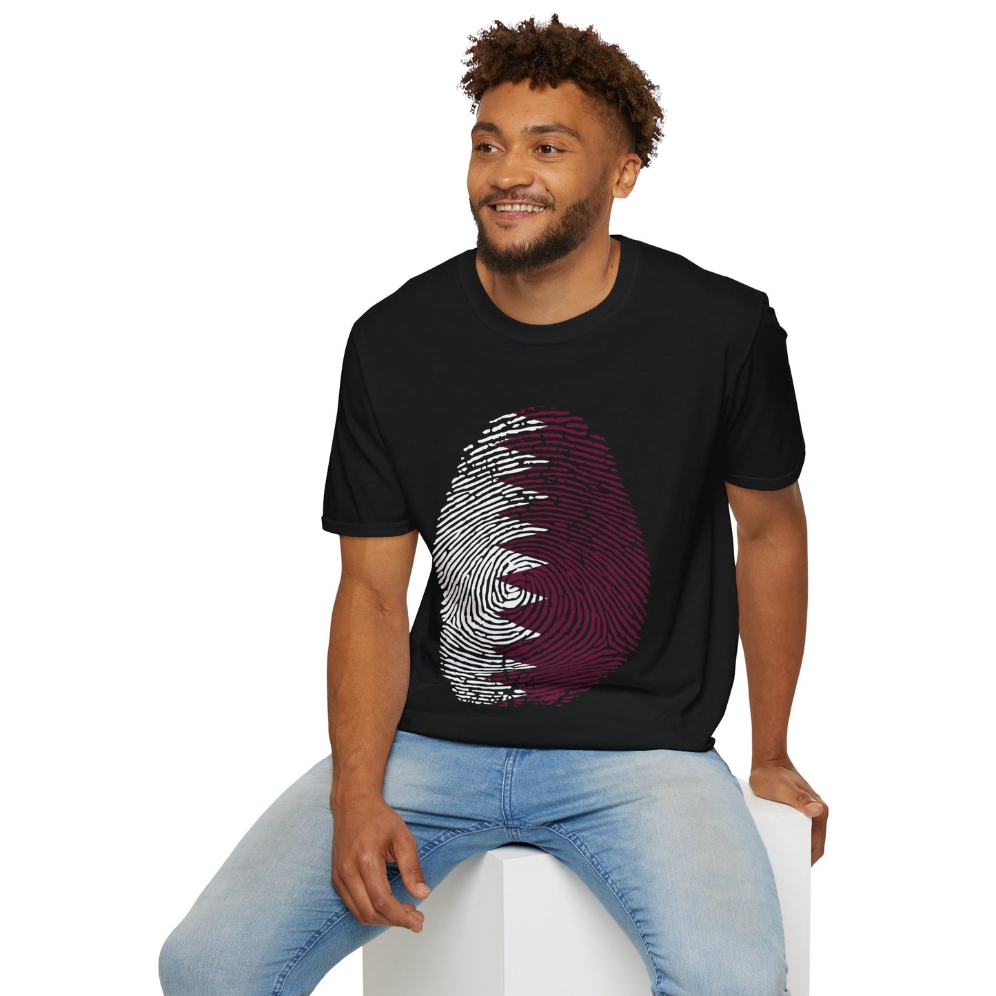 QATAR Fingerprint flag Soccer World Cup Fan T-Shirt (MEN)