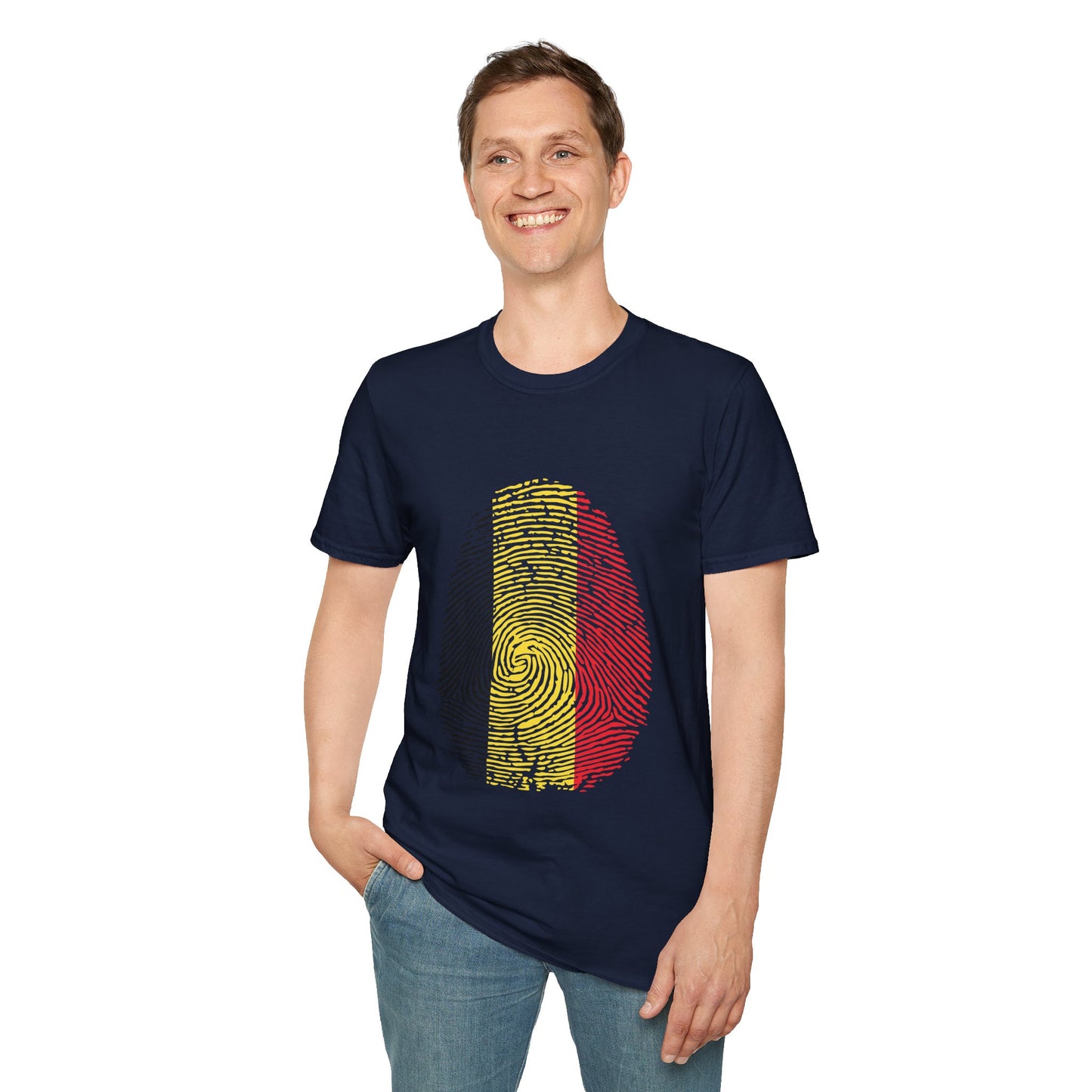 BELGIUM Fingerprint flag Soccer World Cup Fan T-Shirt (MEN)