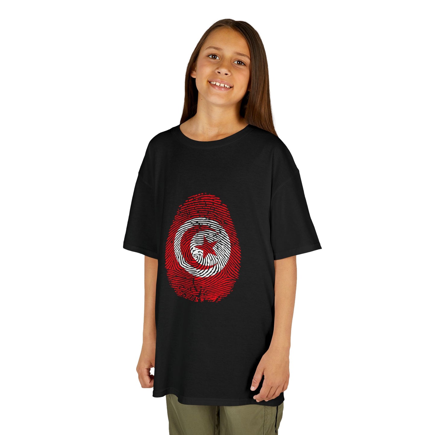 TUNISIA Fingerprint flag Soccer World Cup Fan T-Shirt (KIDS - UNISEX)