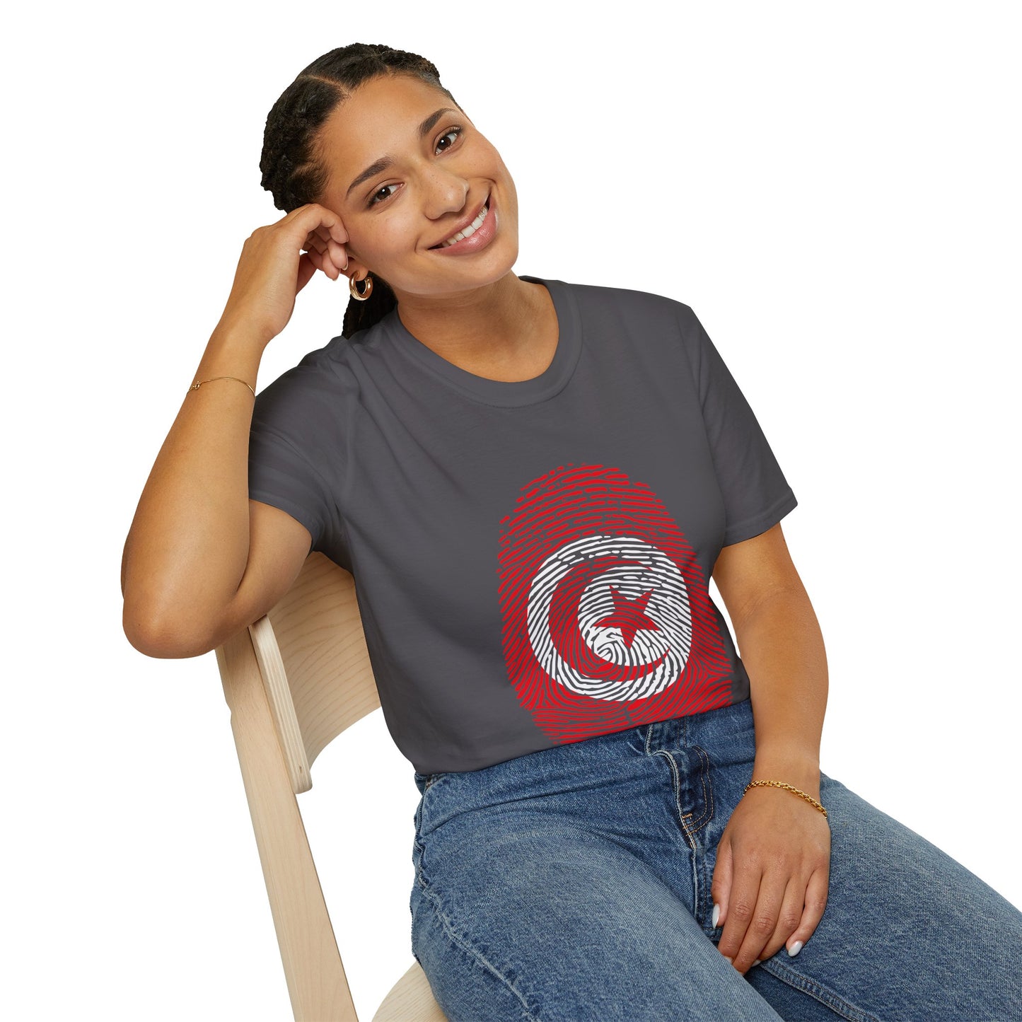 TUNISIA Fingerprint flag Soccer World Cup Fan T-Shirt (WOMEN)