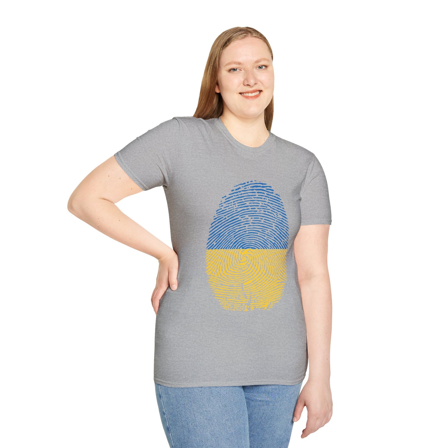 UKRAINE Fingerprint flag Soccer World Cup Fan T-Shirt (WOMEN)