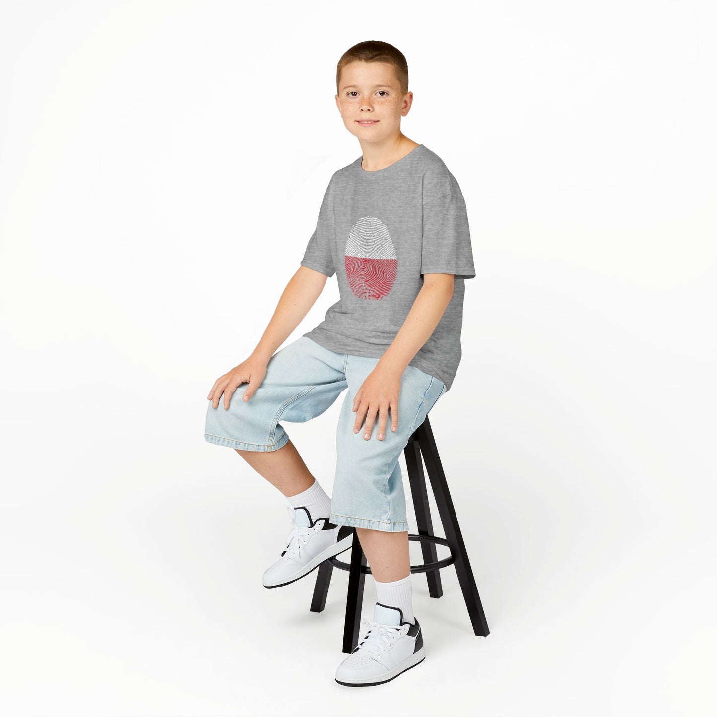 POLAND Fingerprint flag Soccer World Cup Fan T-Shirt (KIDS - UNISEX)