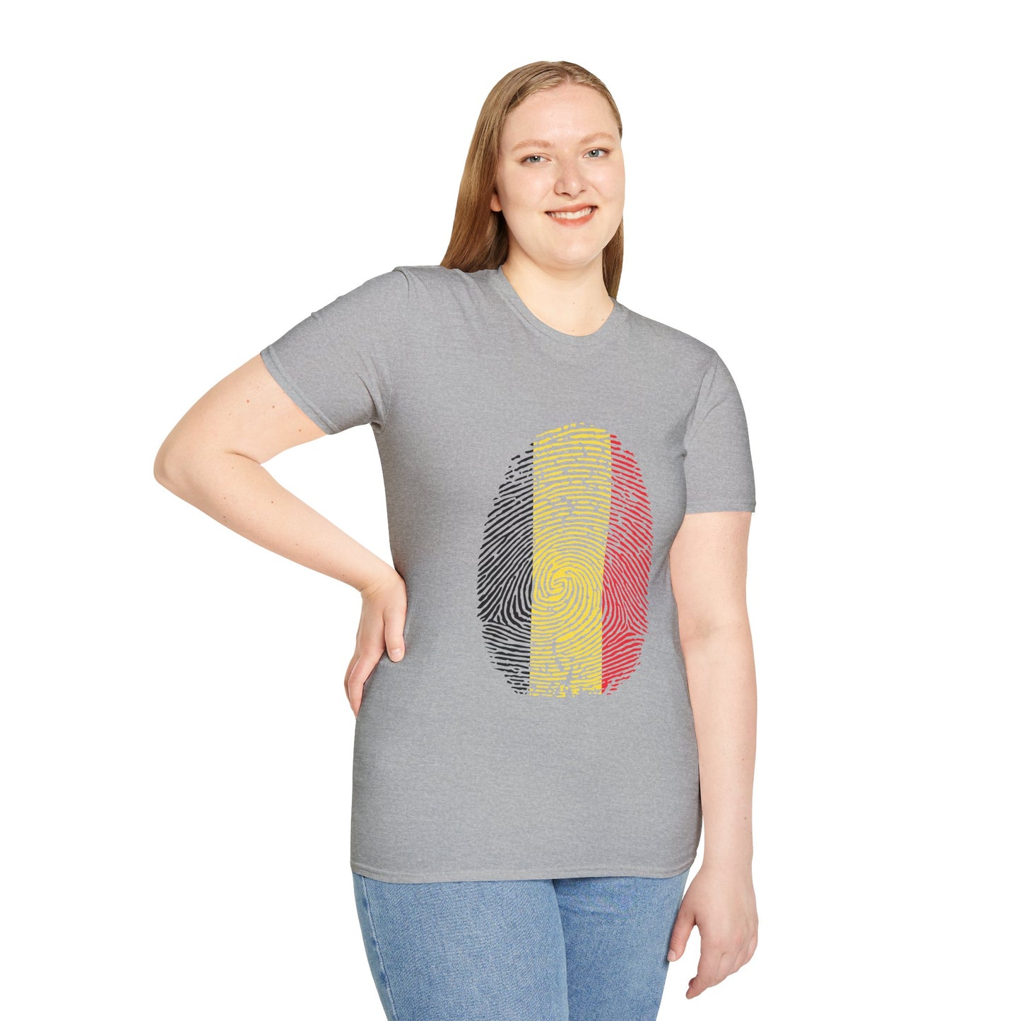 BELGIUM Fingerprint flag Soccer World Cup Fan T-Shirt (WOMEN)
