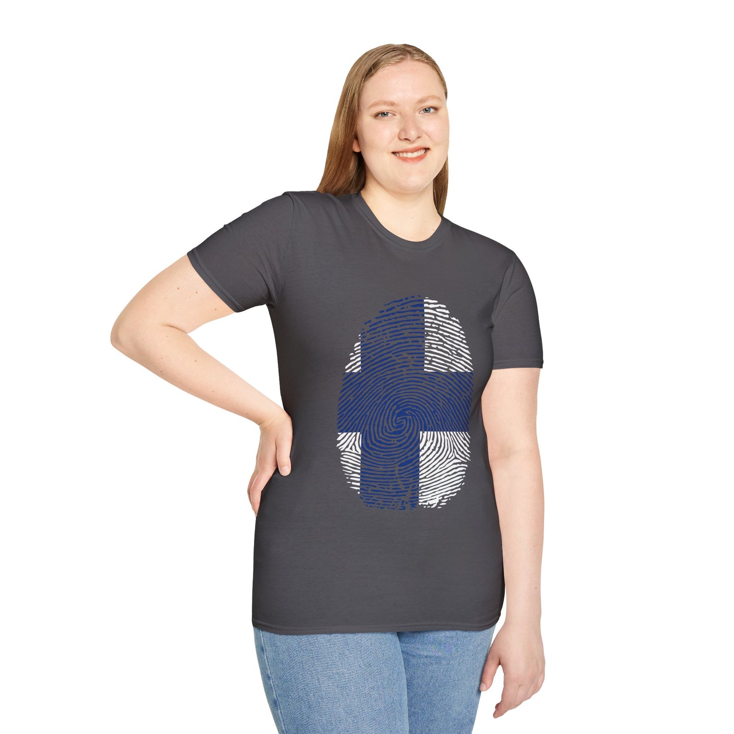 FINLAND Fingerprint flag Soccer World Cup Fan T-Shirt (WOMEN)