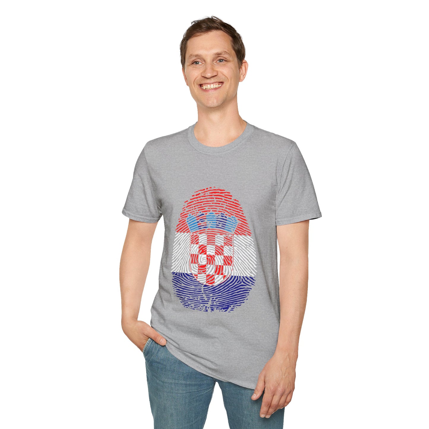CROATIA Fingerprint flag Soccer World Cup Fan T-Shirt (MEN)