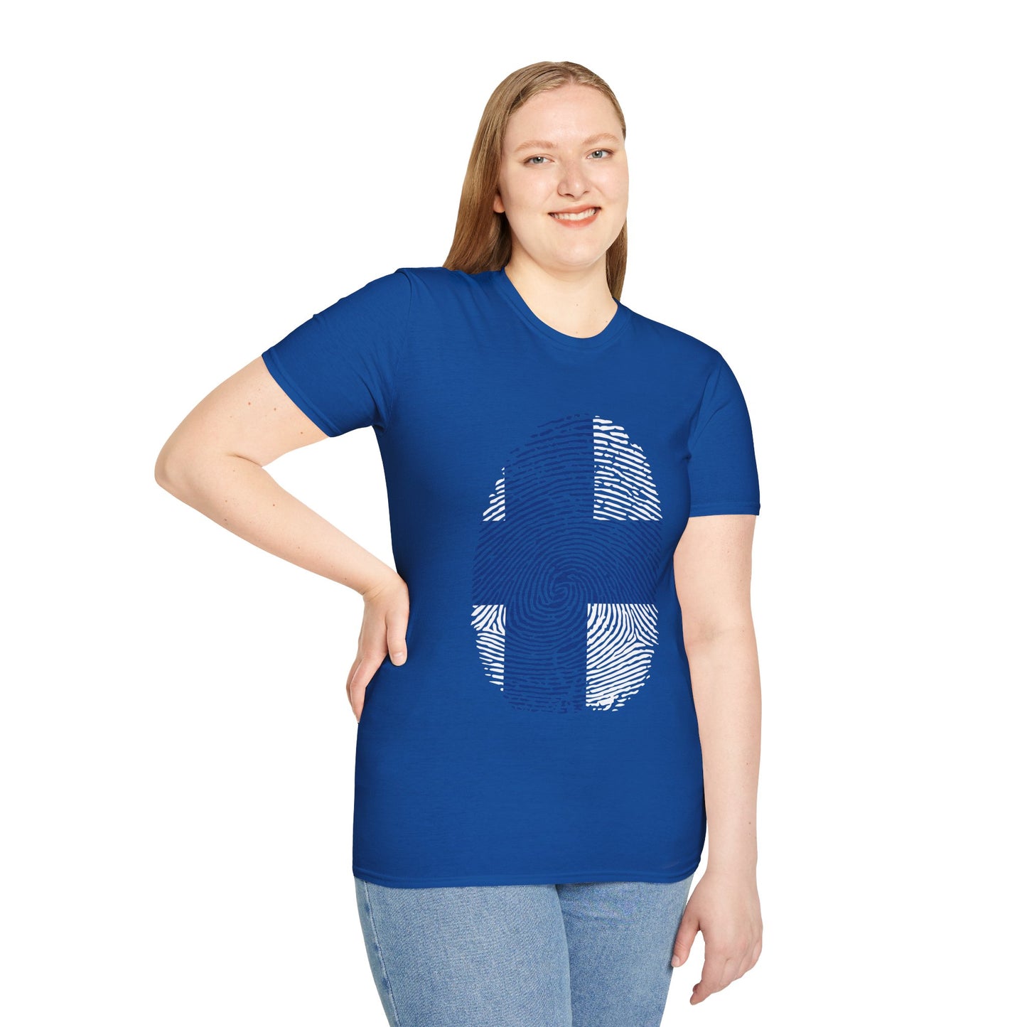 FINLAND Fingerprint flag Soccer World Cup Fan T-Shirt (WOMEN)