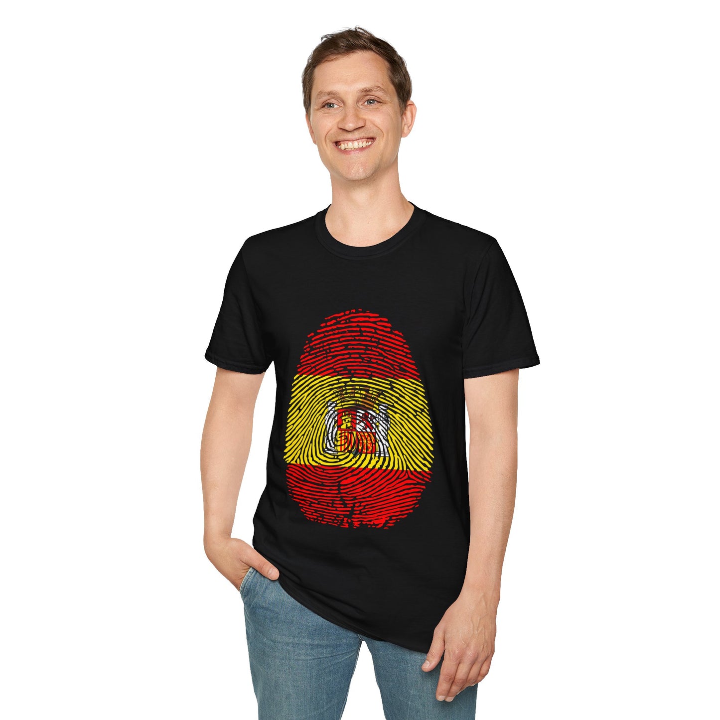 SPAIN Fingerprint flag Soccer World Cup Fan T-Shirt (MEN)
