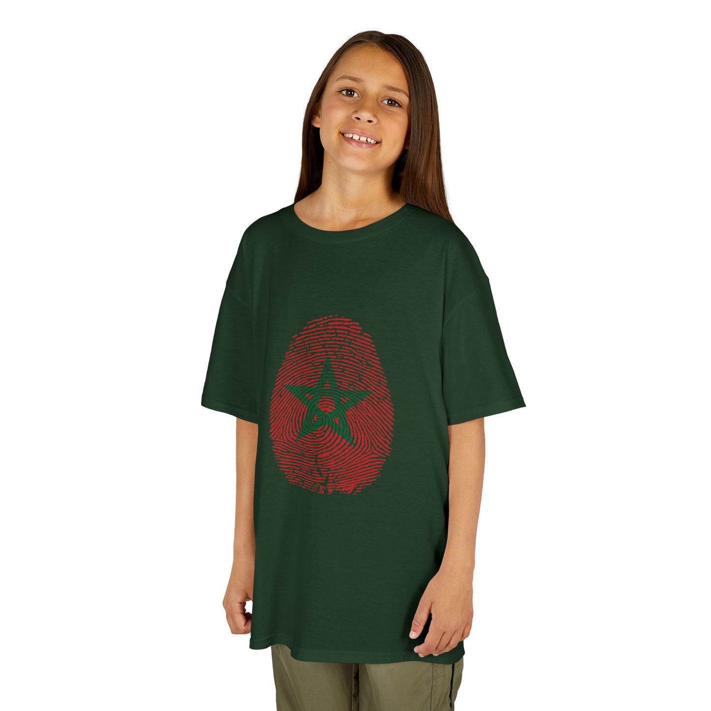 MOROCCO Fingerprint flag Soccer World Cup Fan T-Shirt (KIDS - UNISEX)