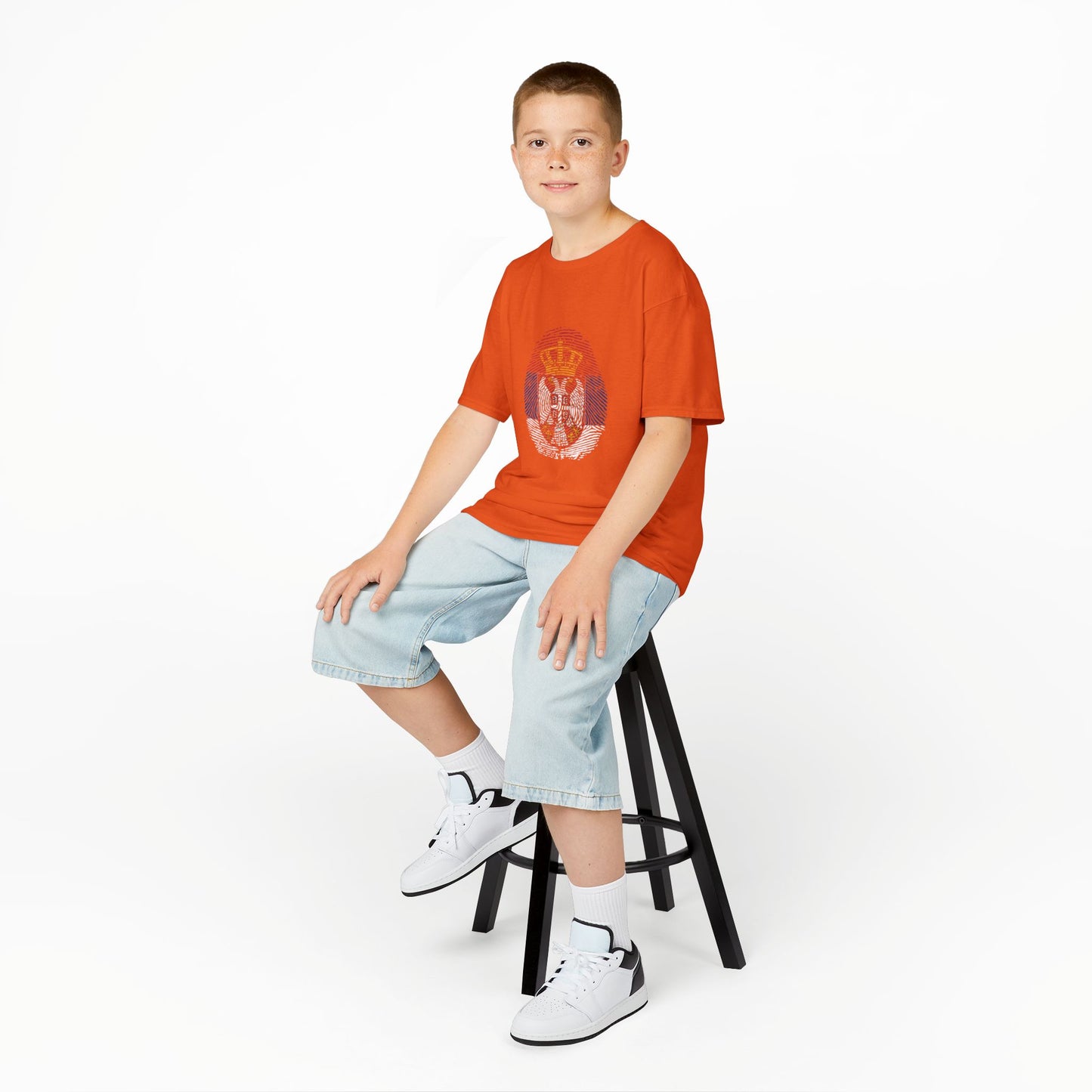 SERBIA Fingerprint flag Soccer World Cup Fan T-Shirt (KIDS - UNISEX)