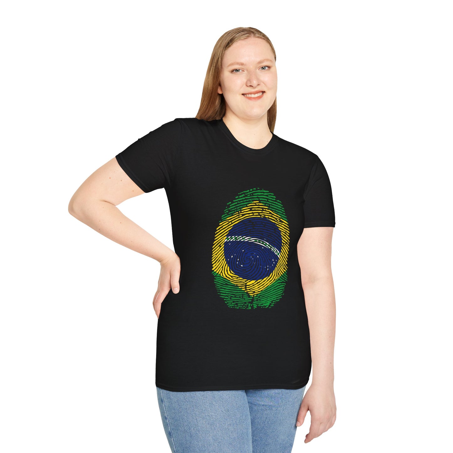 BRAZIL Fingerprint flag Soccer World Cup Fan T-Shirt (WOMEN)