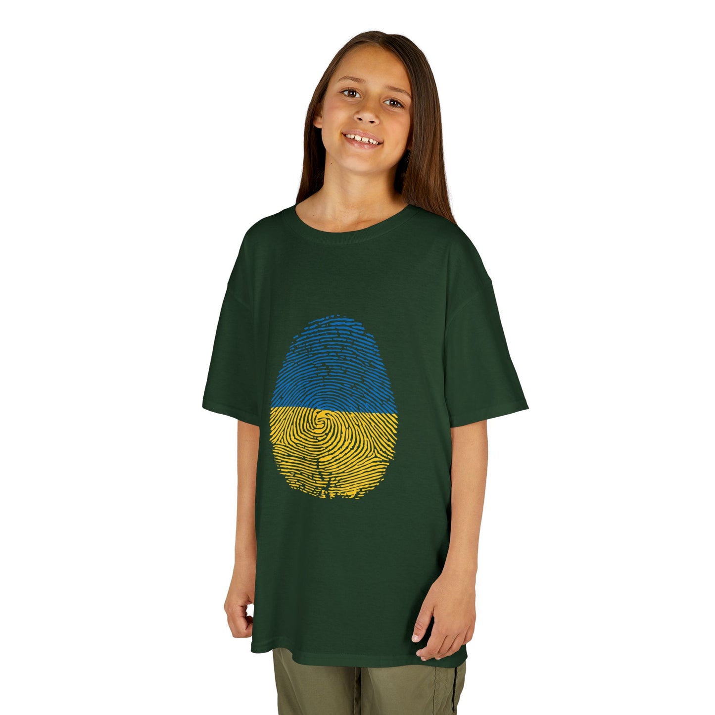 UKRAINE Fingerprint flag Soccer World Cup Fan T-Shirt (KIDS - UNISEX)