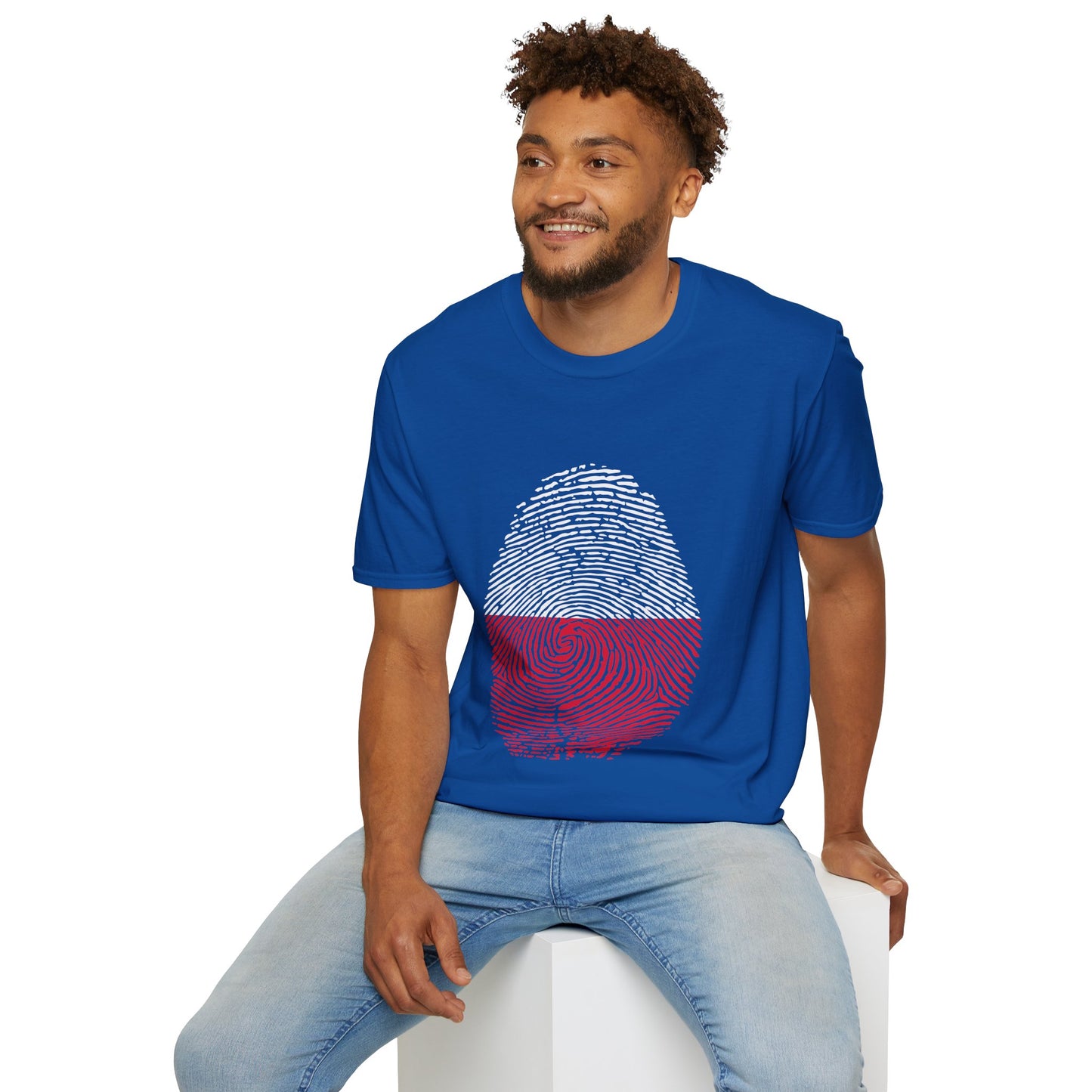 POLAND Fingerprint flag Soccer World Cup Fan T-Shirt (MEN)