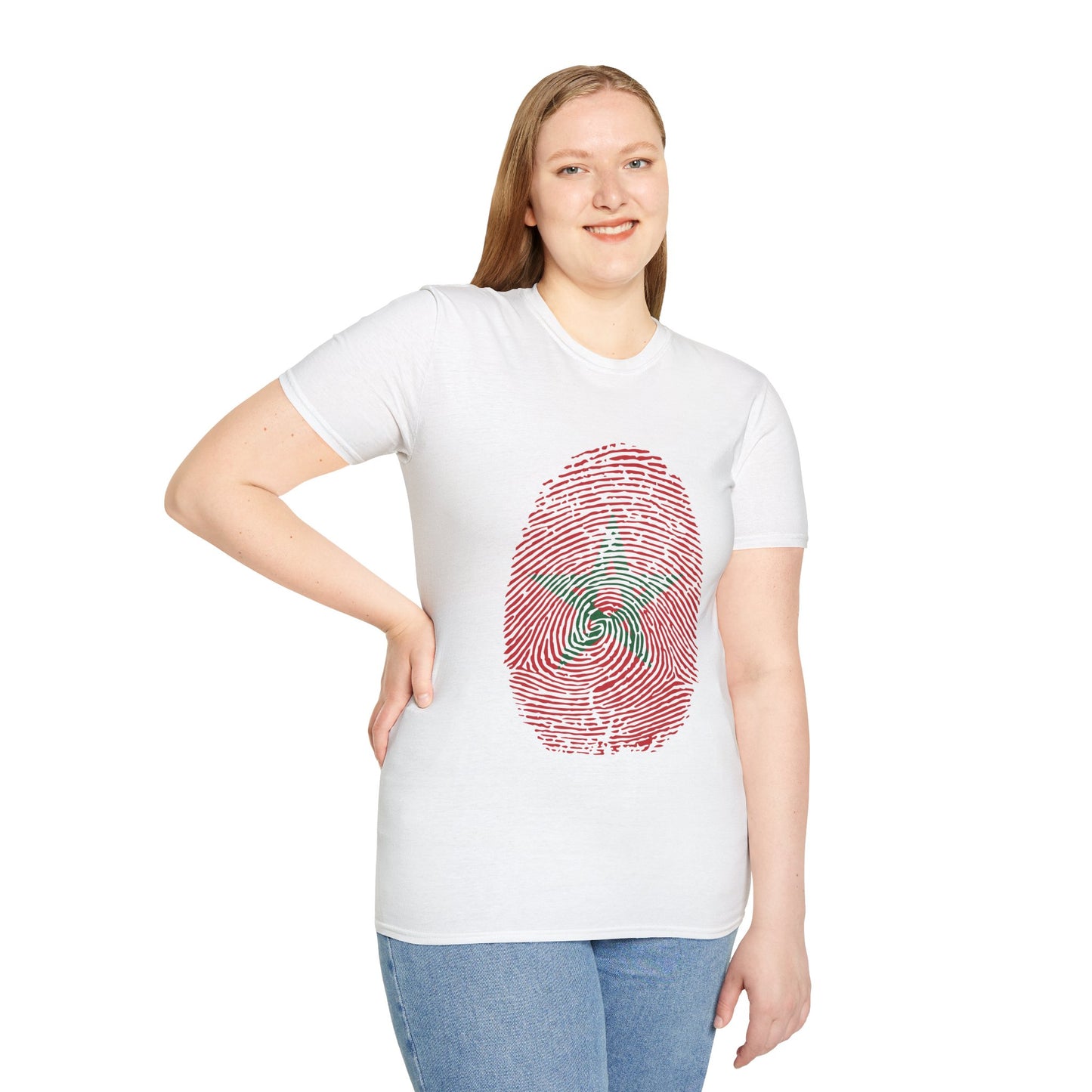 MOROCCO Fingerprint flag Soccer World Cup Fan T-Shirt (WOMEN)