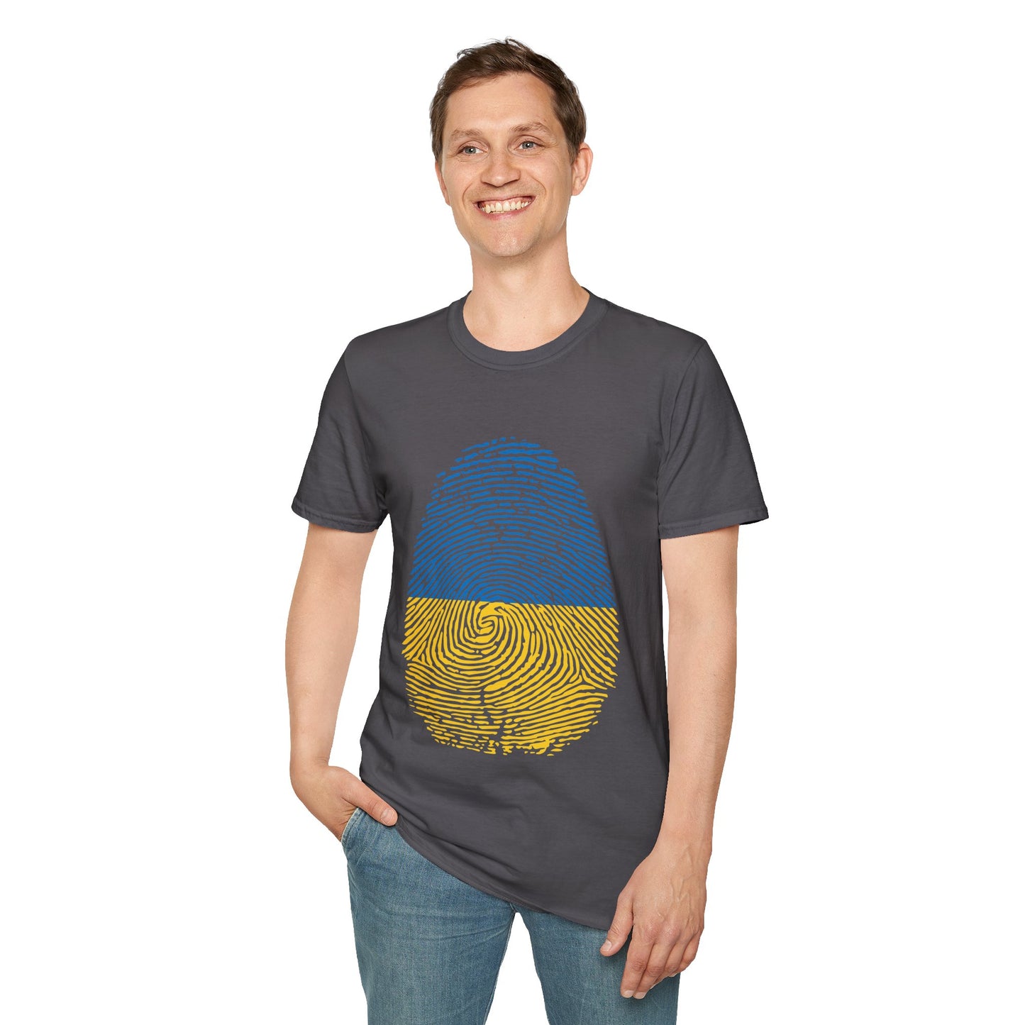 UKRAINE Fingerprint flag Soccer World Cup Fan T-Shirt (MEN)