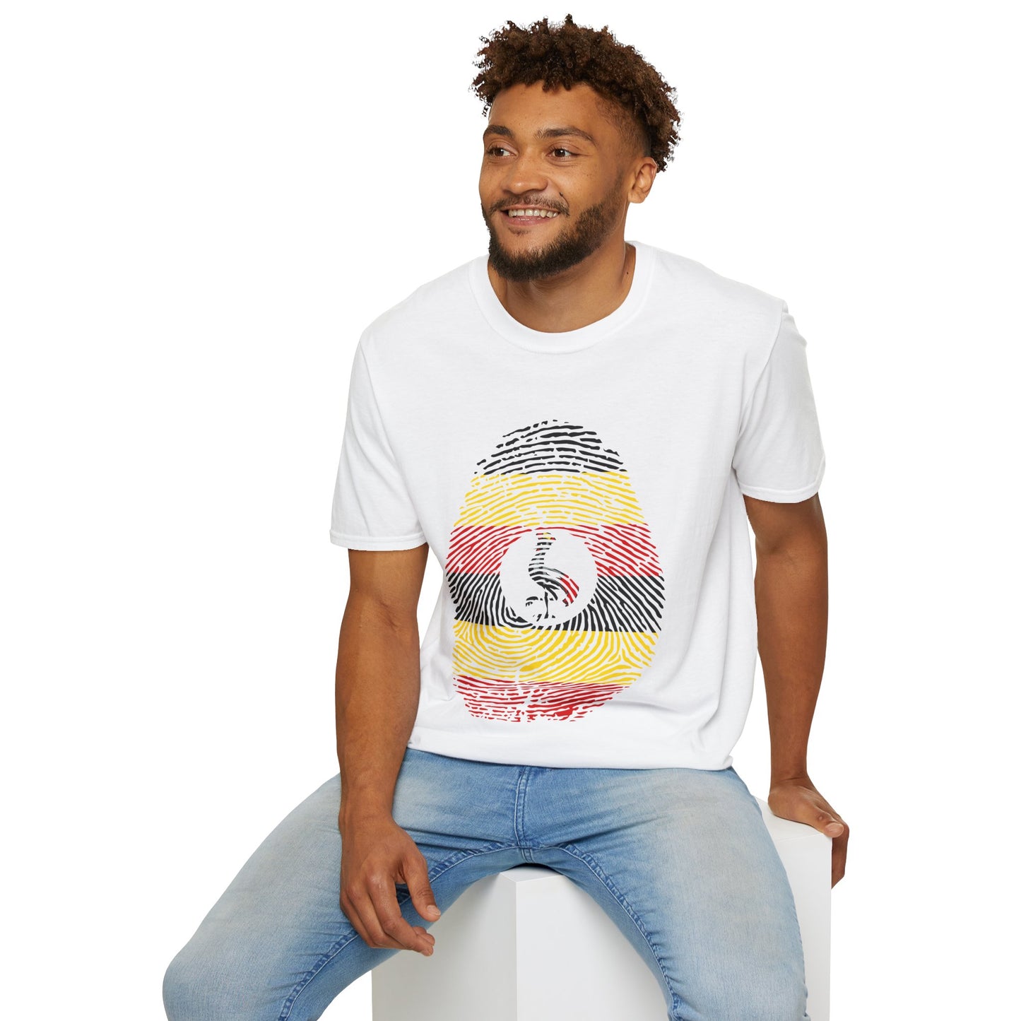 UGANDA Fingerprint flag Soccer World Cup Fan T-Shirt (MEN)