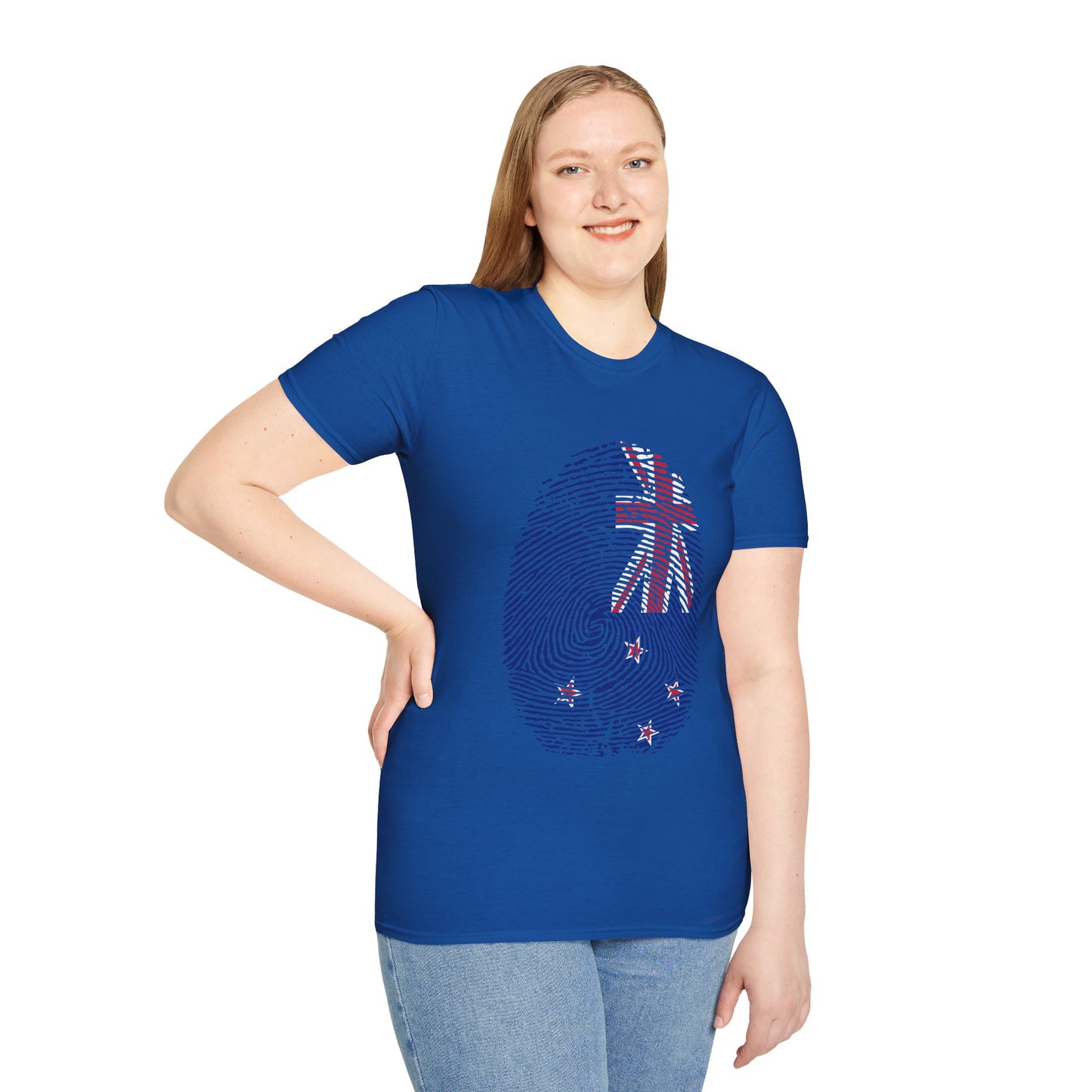 NEW ZEALAND Fingerprint flag Soccer World Cup Fan T-Shirt (WOMEN)